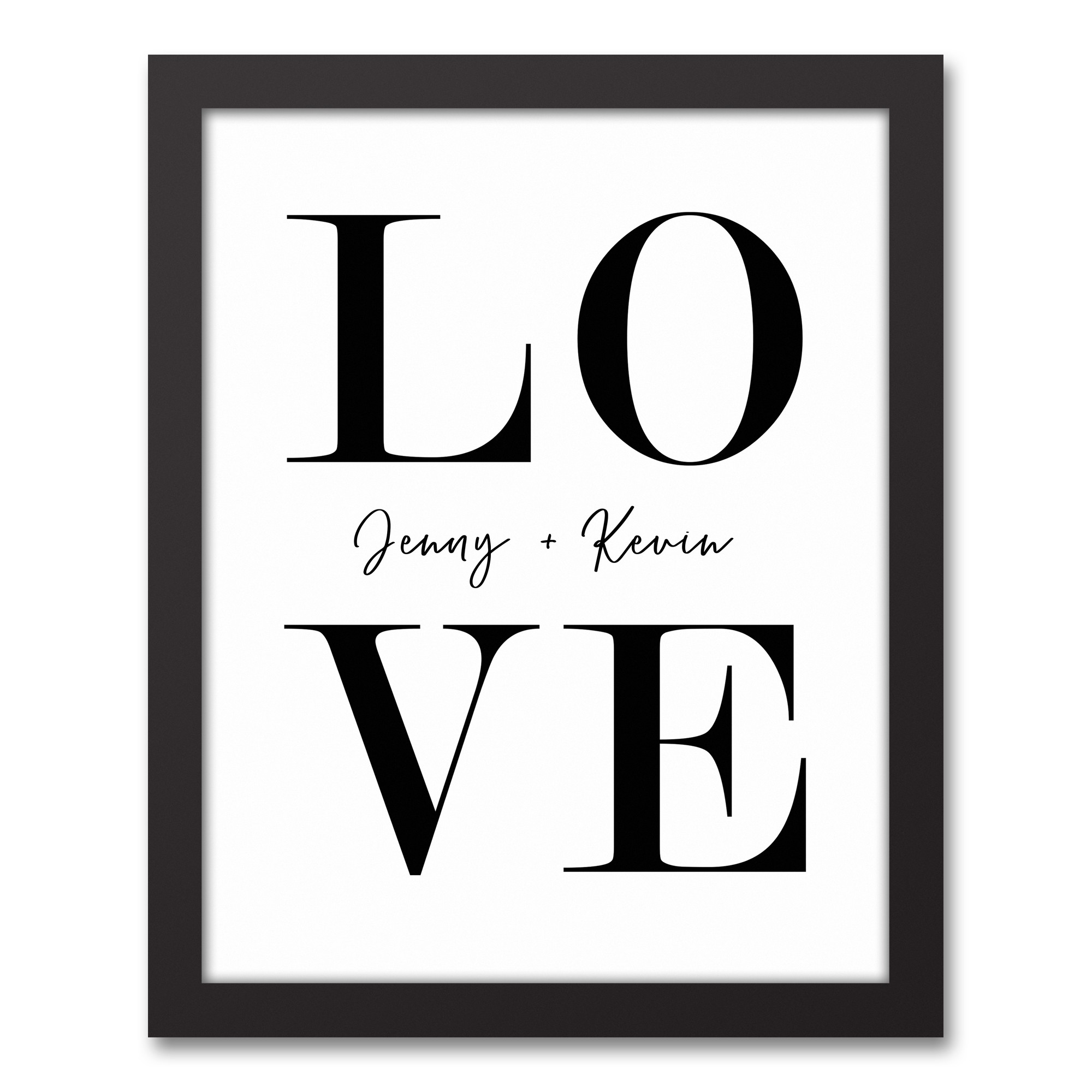 Simple Love Typography 11x14 Personalized Black Framed Canvas