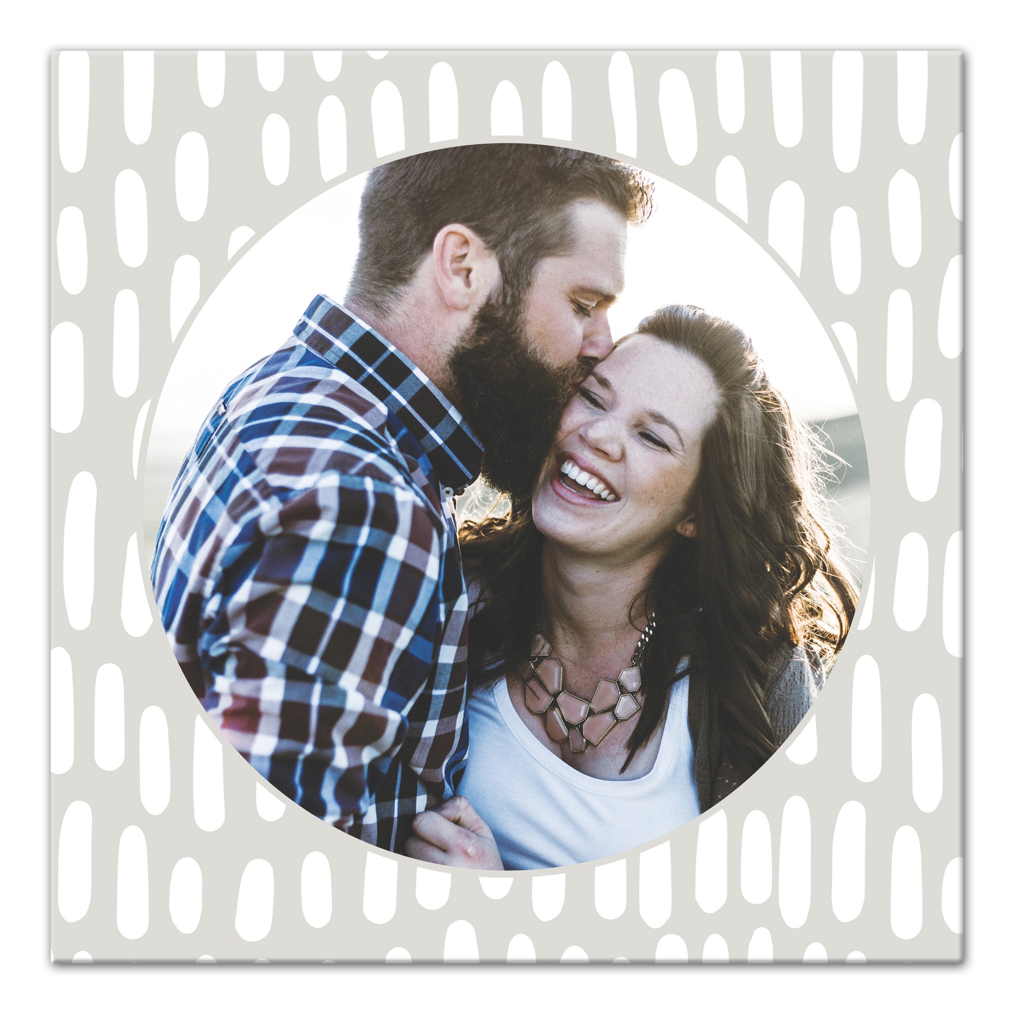 Beige Dot Pattern Frame 16x16 Personalized Canvas Wall Art
