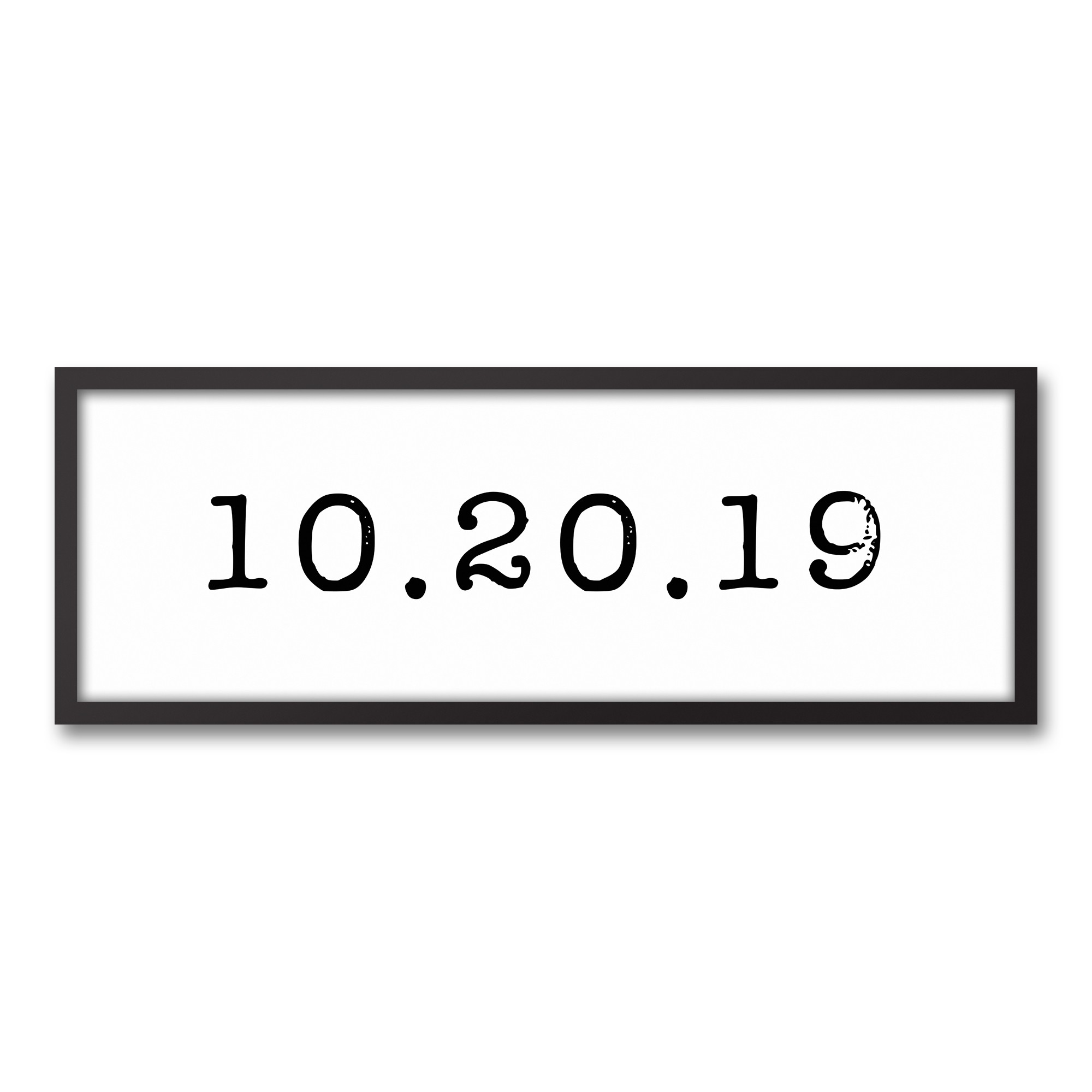 Distressed Date Typography 12x36 Personalized Black Framed Canvas
