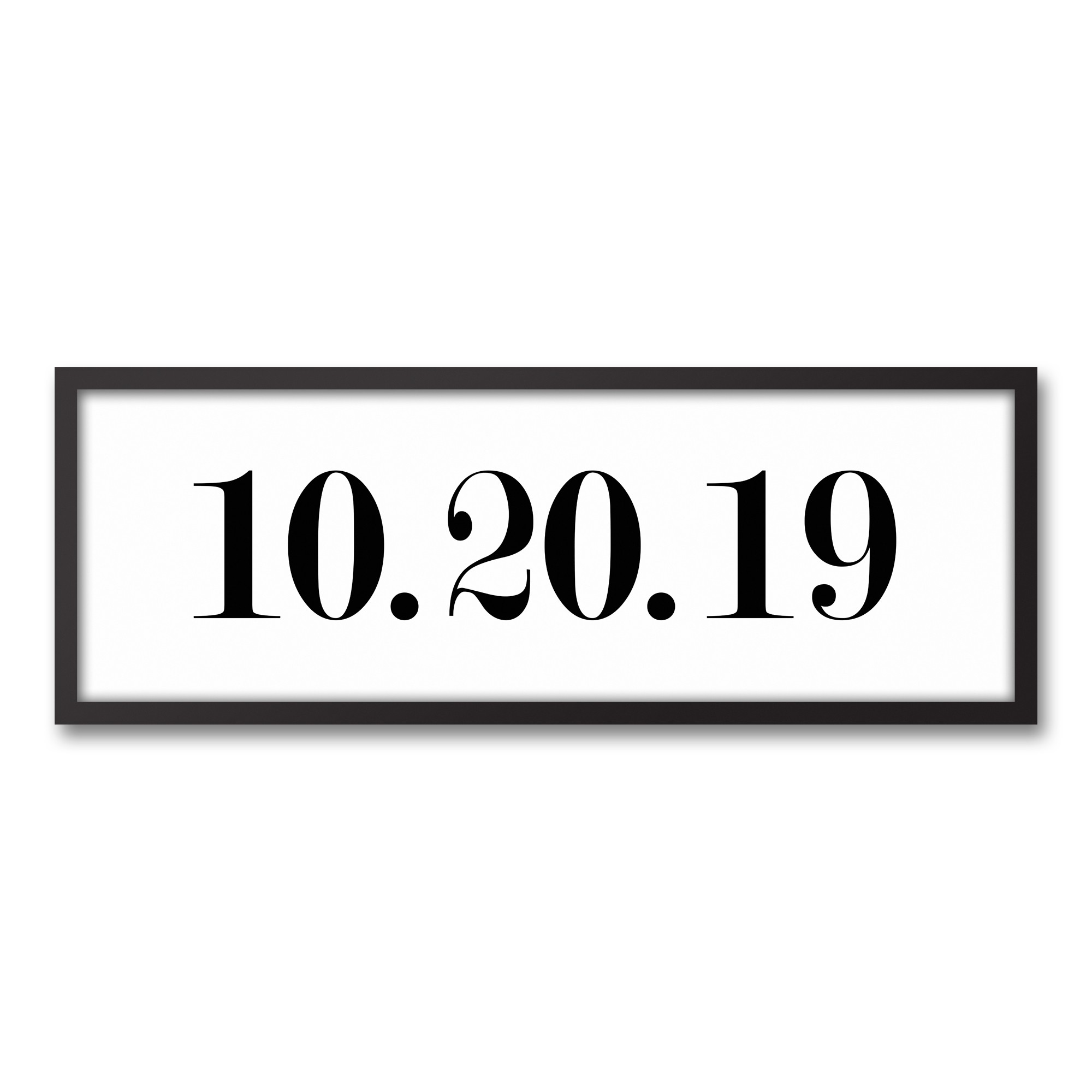 Simple Date Typography 12x36 Personalized Black Framed Canvas