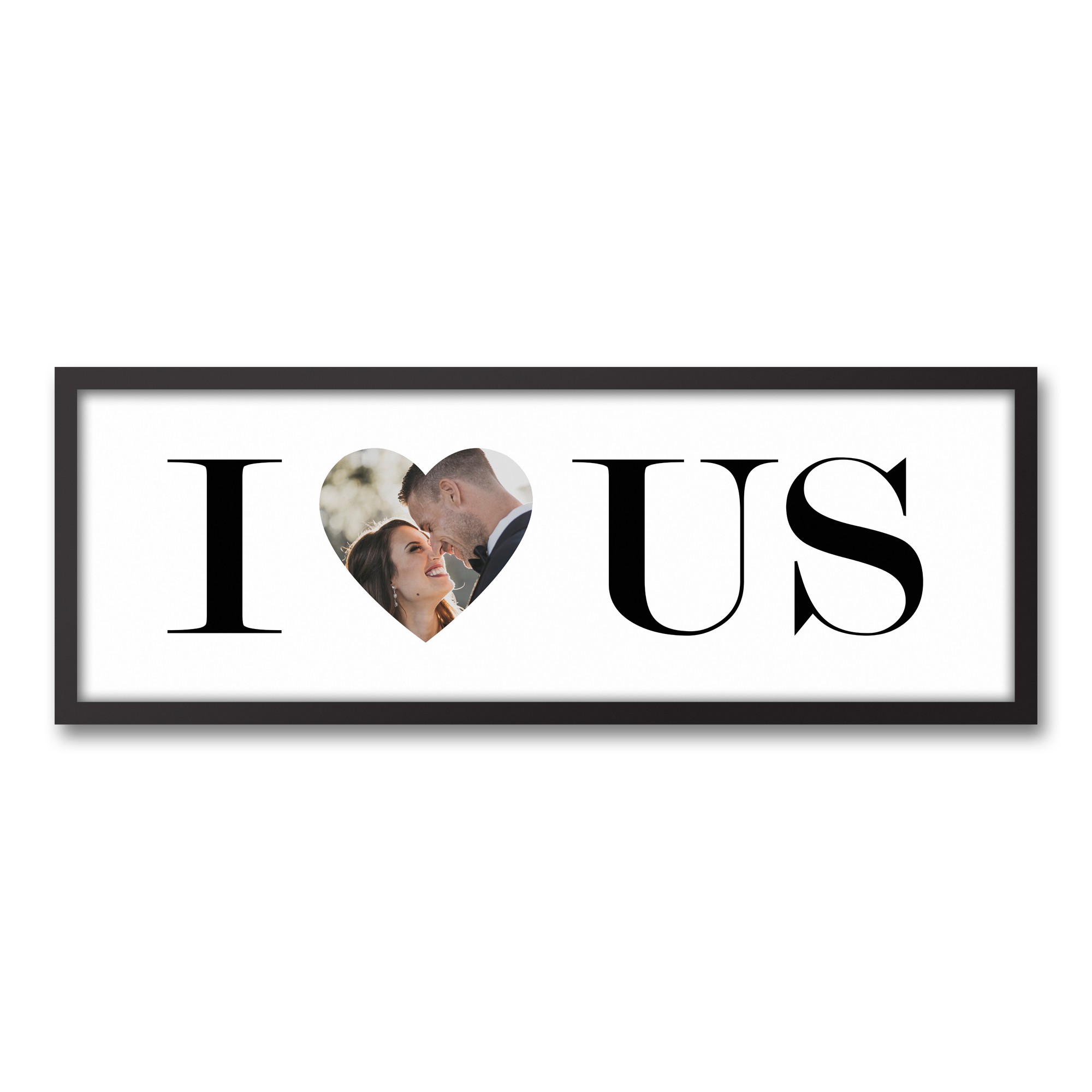 I Heart Us 12x36 Personalized Black Framed Canvas