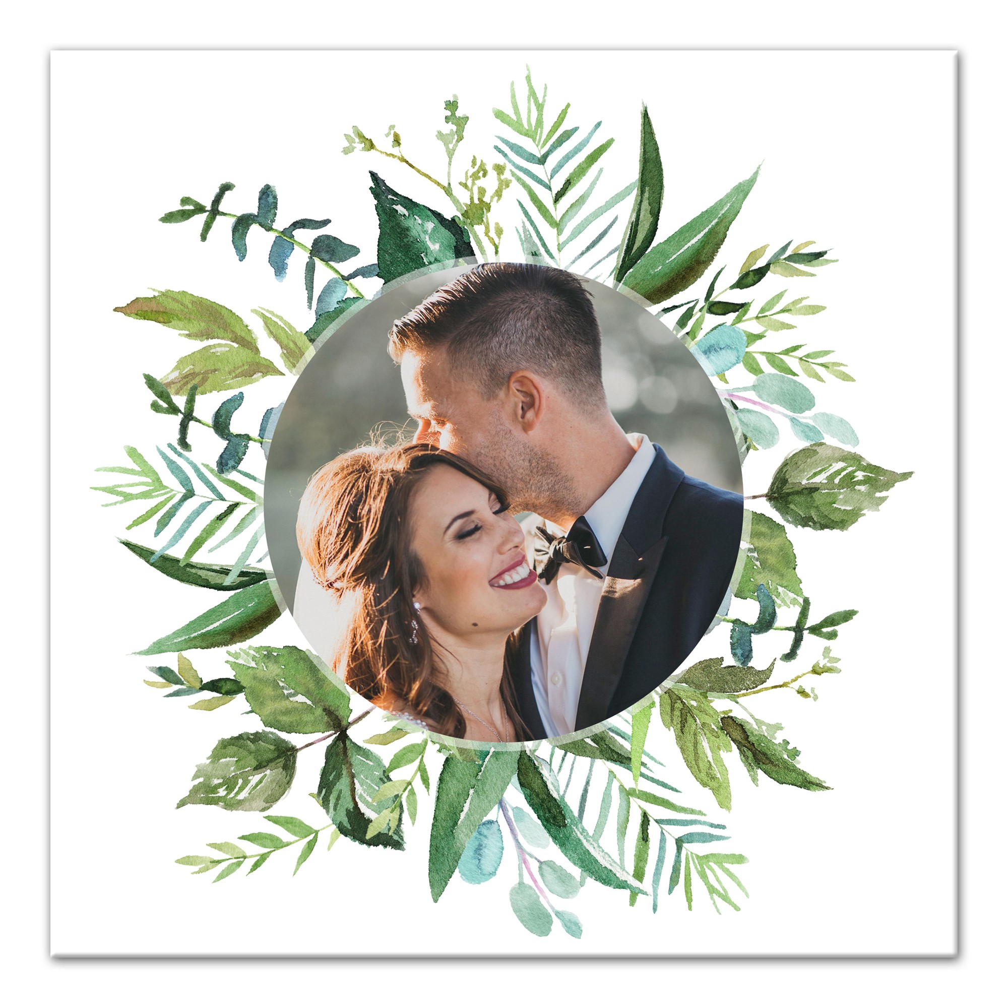 Greenery Wreath Frame 16x16 Personalized Canvas Wall Art