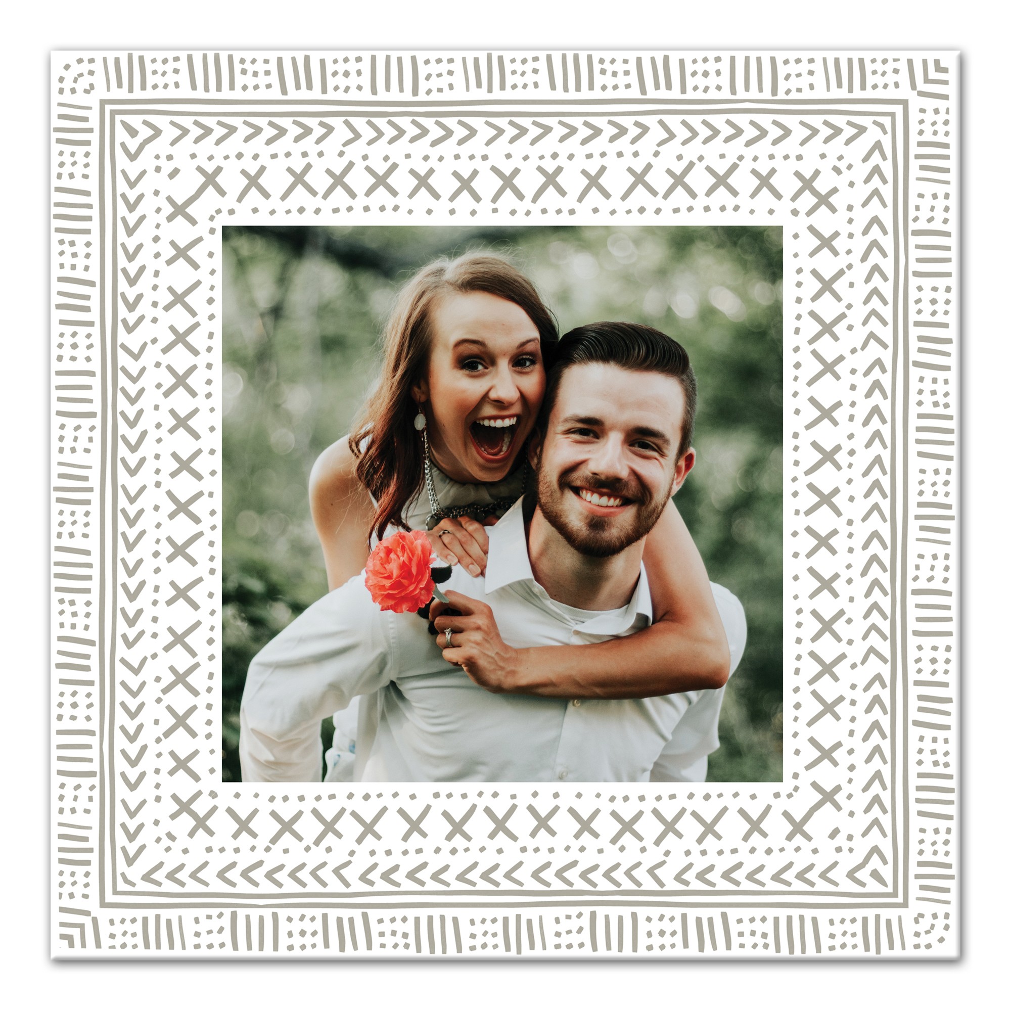 Tan Tribal Frame 16x16 Personalized Canvas Wall Art