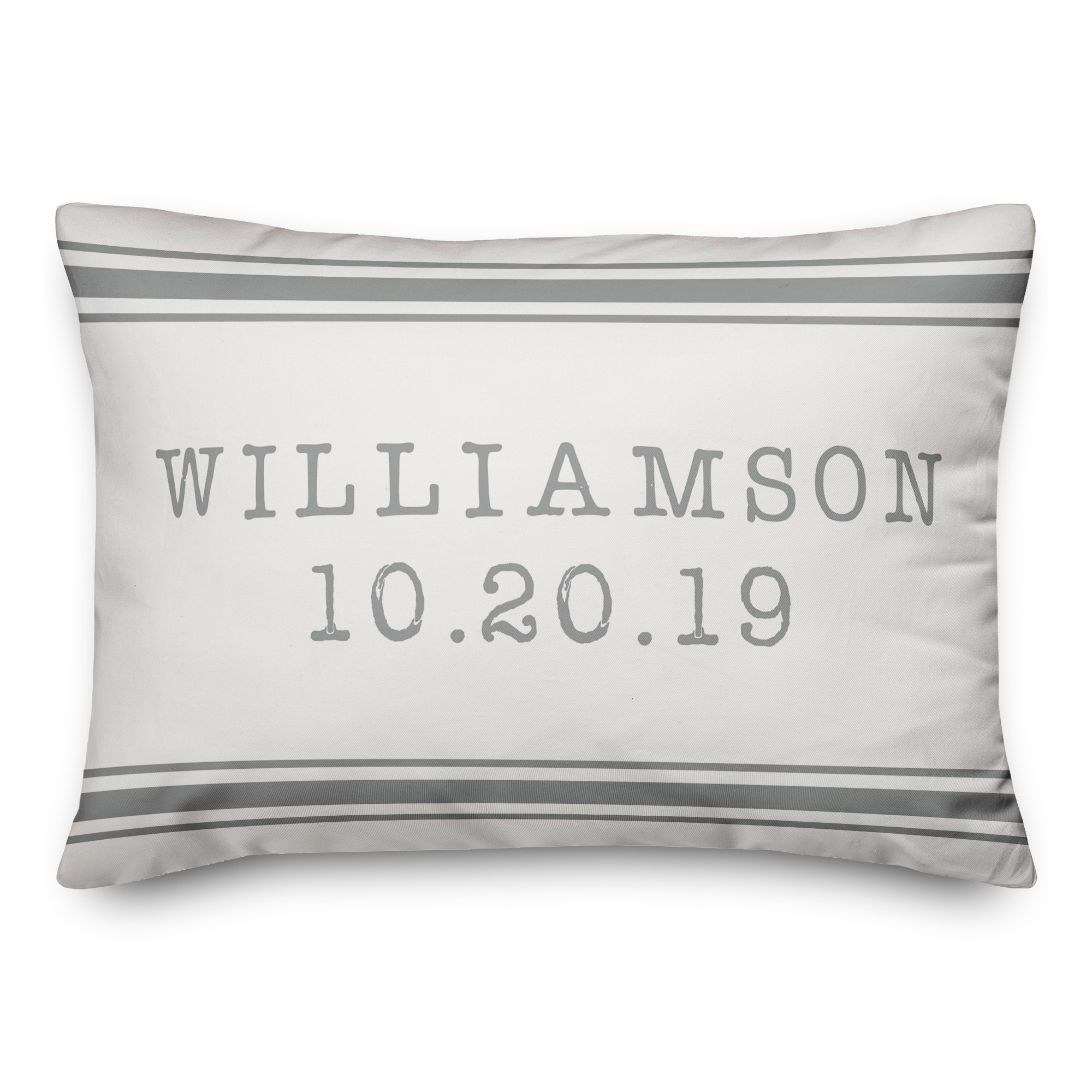 Gray Farmhouse Stripe 14x20 Personalized Spun Poly Pillow