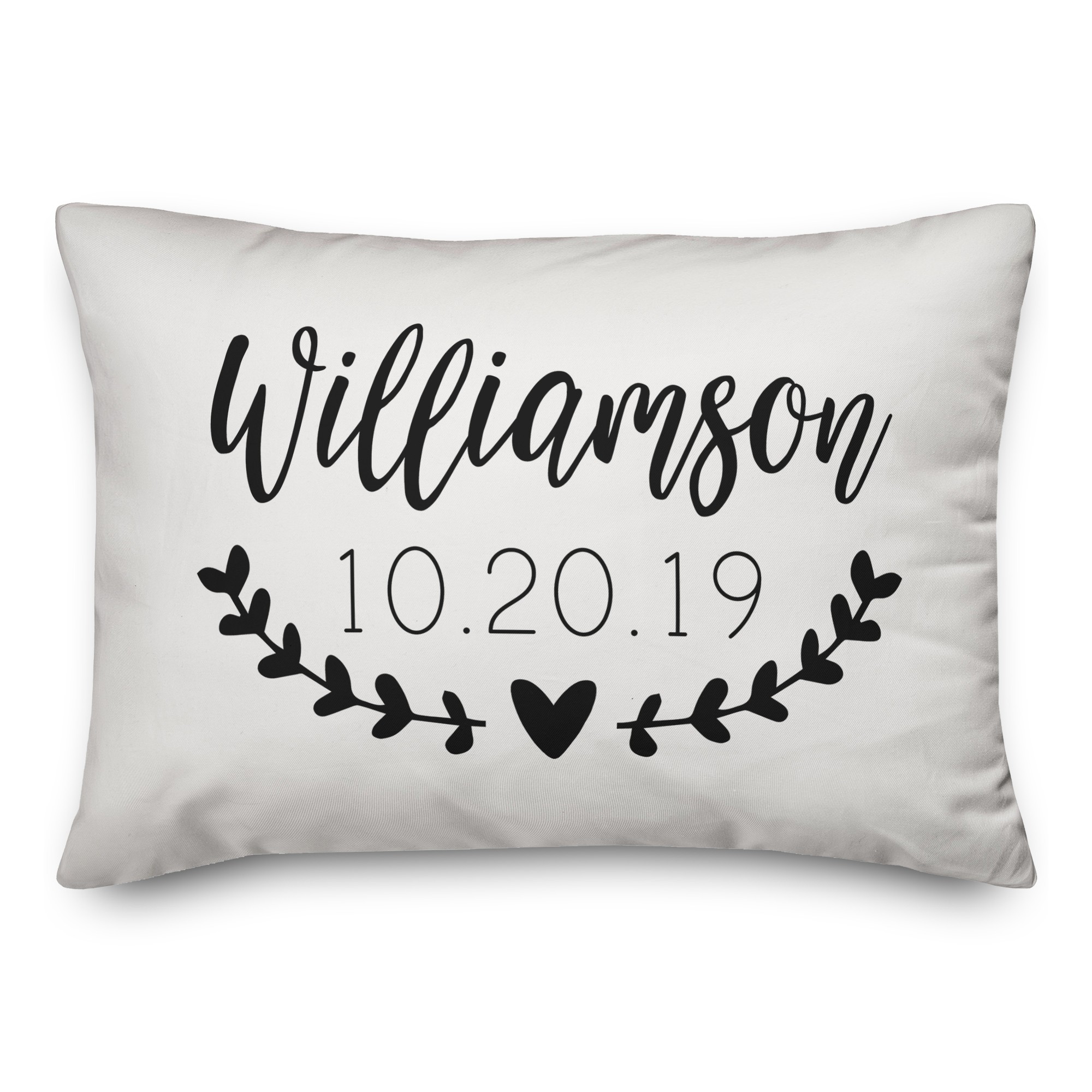 Simple Heart Wreath 14x20 Personalized Spun Poly Pillow