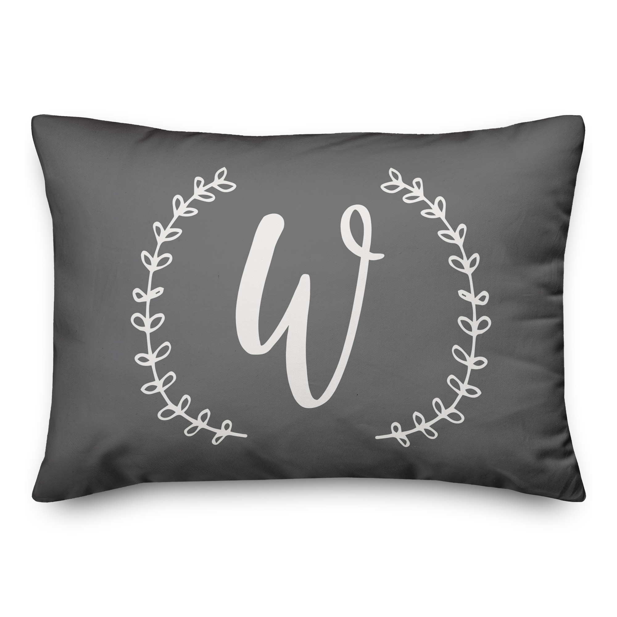 Simple Gray Monogram Laurel 14x20 Personalized Spun Poly Pillow