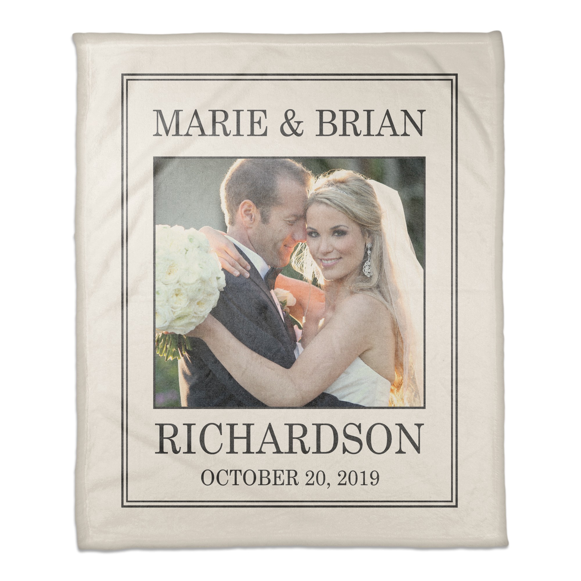 Simple Lined Border 50x60 Personalized Coral Fleece Blanket