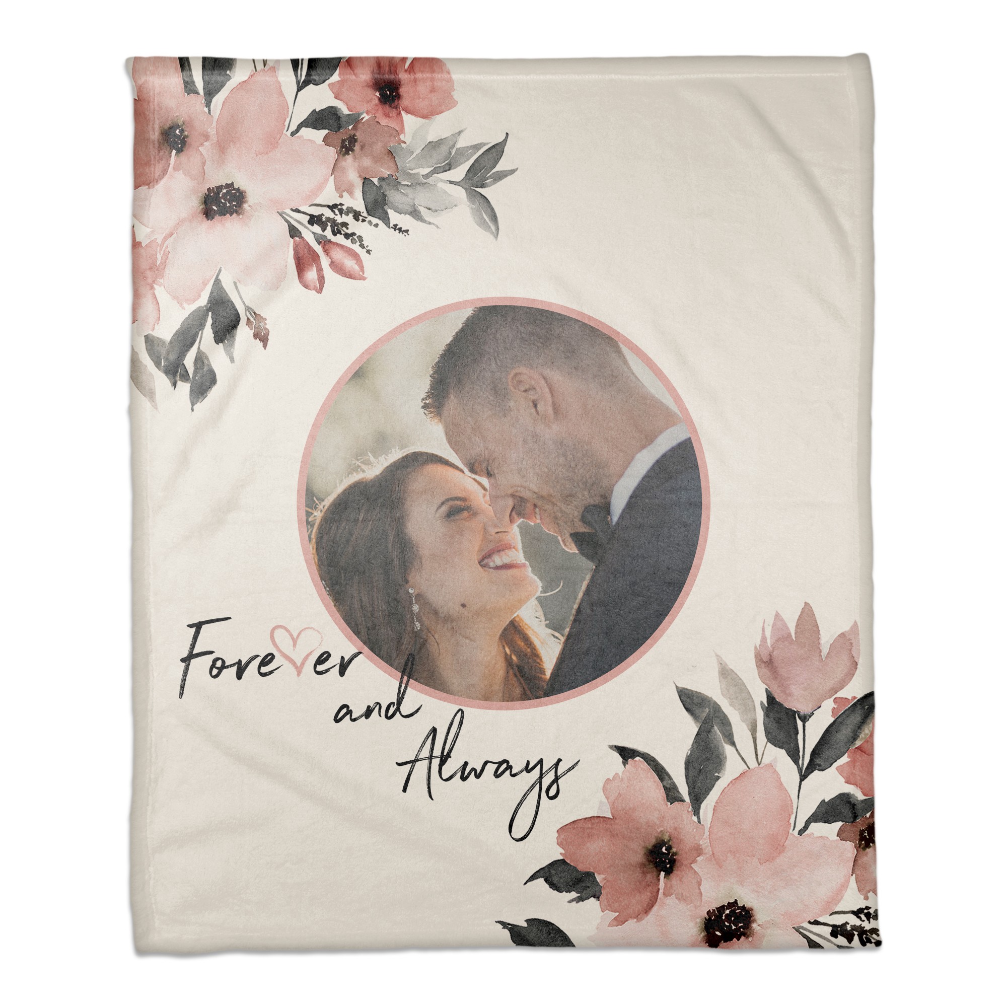 Forever and Always Floral Frame 50x60 Personalized Coral Fleece Blanket