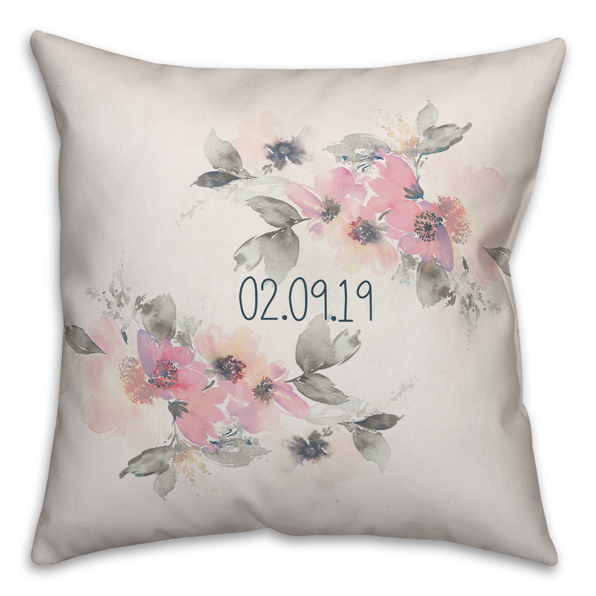 Light Watercolor Florals 18x18 Personalized Spun Poly Pillow