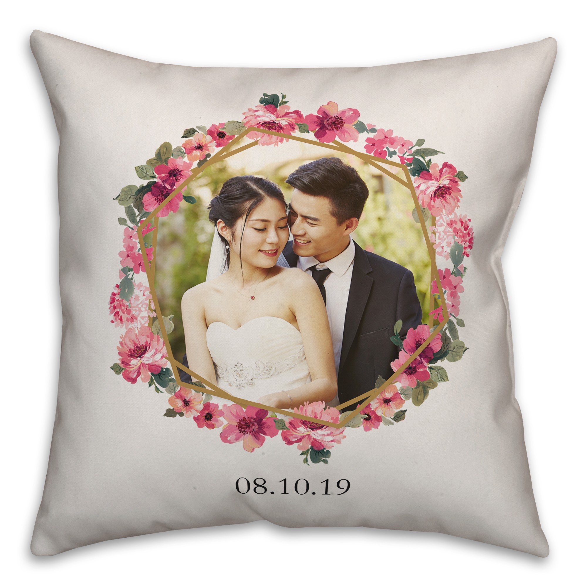 Hex Floral 18x18 Personalized Spun Poly Pillow