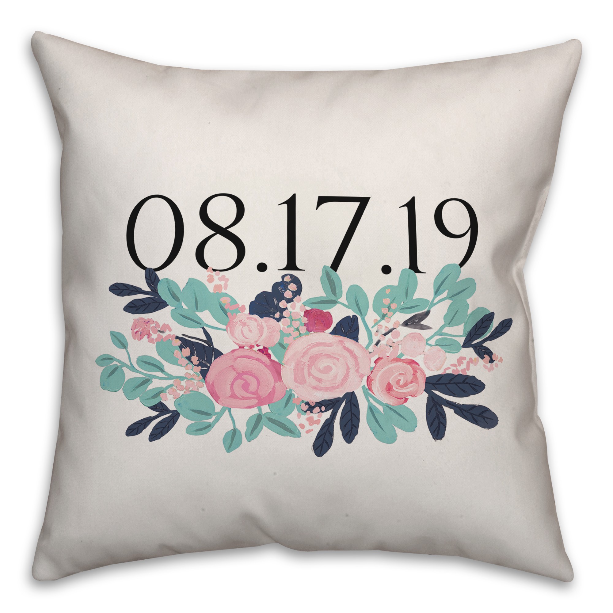 Graphic Floral Design 18x18 Personalized Spun Poly Pillow