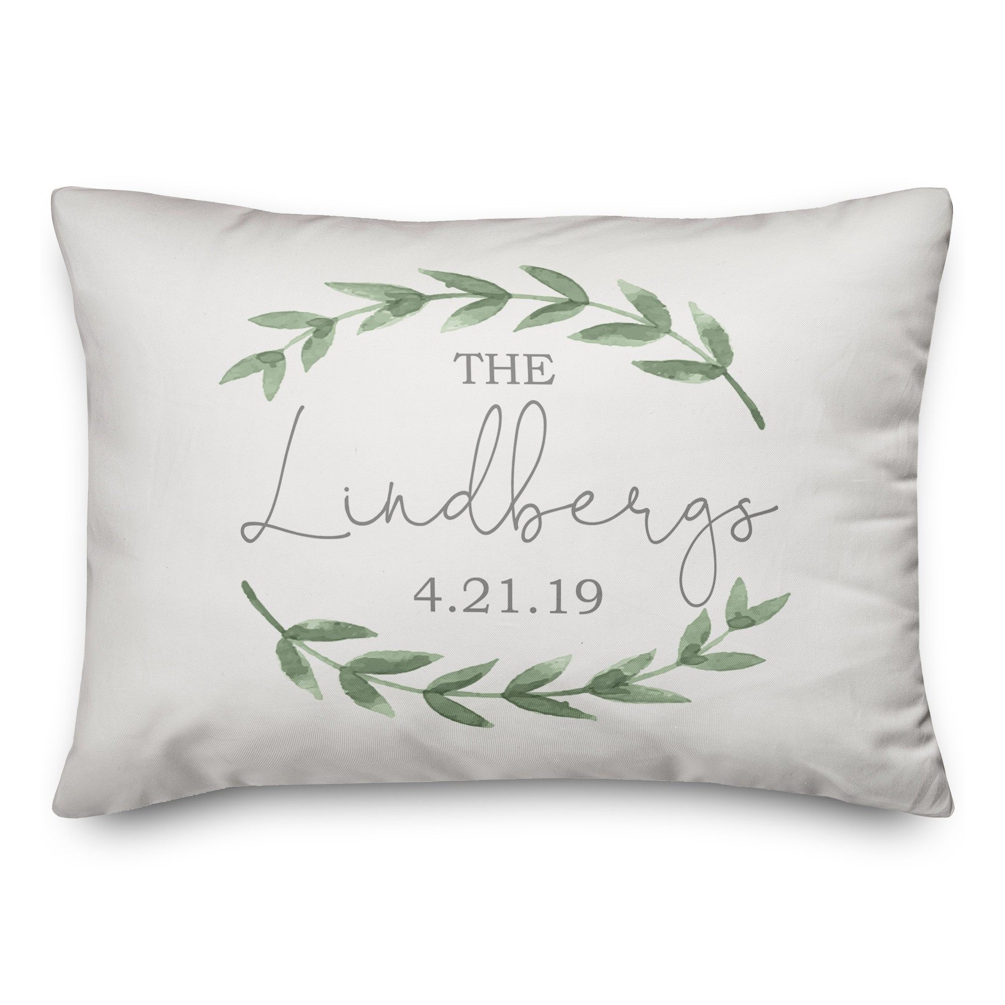 Simple Watercolor Laurels 14x20 Personalized Spun Poly Pillow