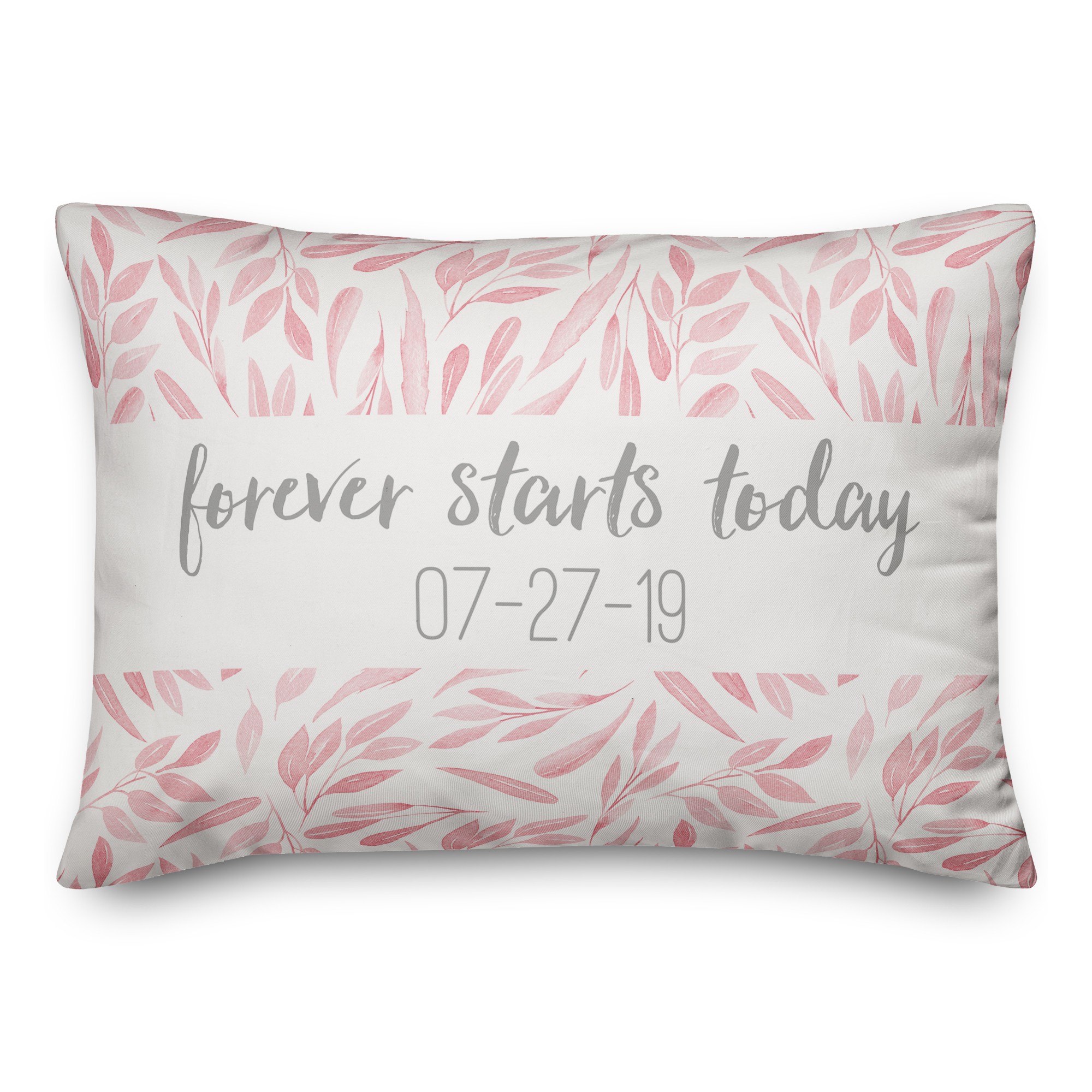 Blush Leaf Pattern 14x20 Personalized Spun Poly Pillow