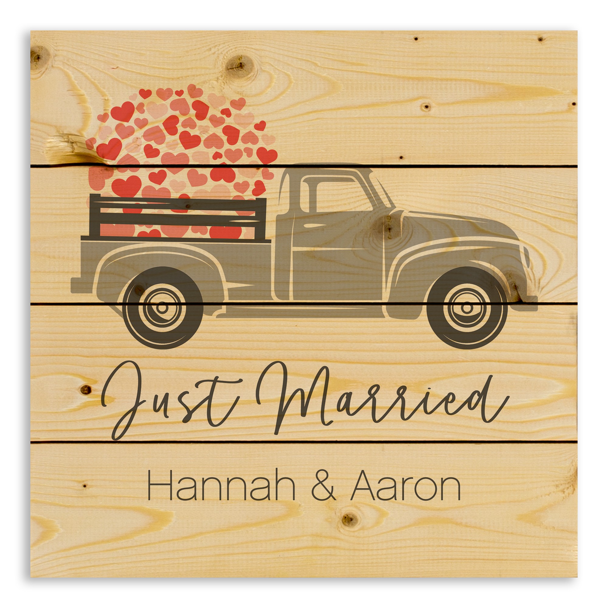 Just Married Truck 14x14 Personalized Pallet Wood Art
