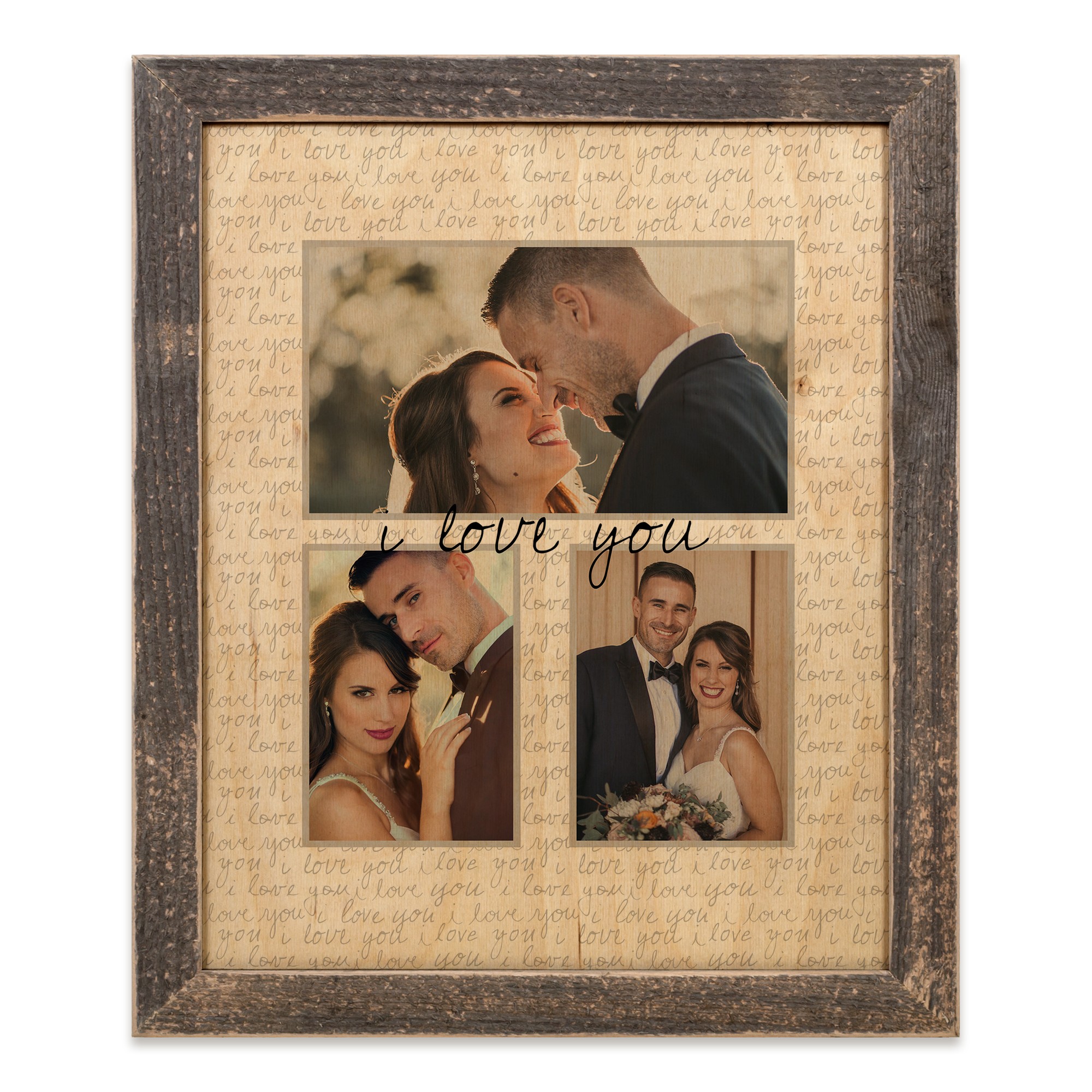 Script I Love You Frame 14x11 Personalized Framed Wood Print