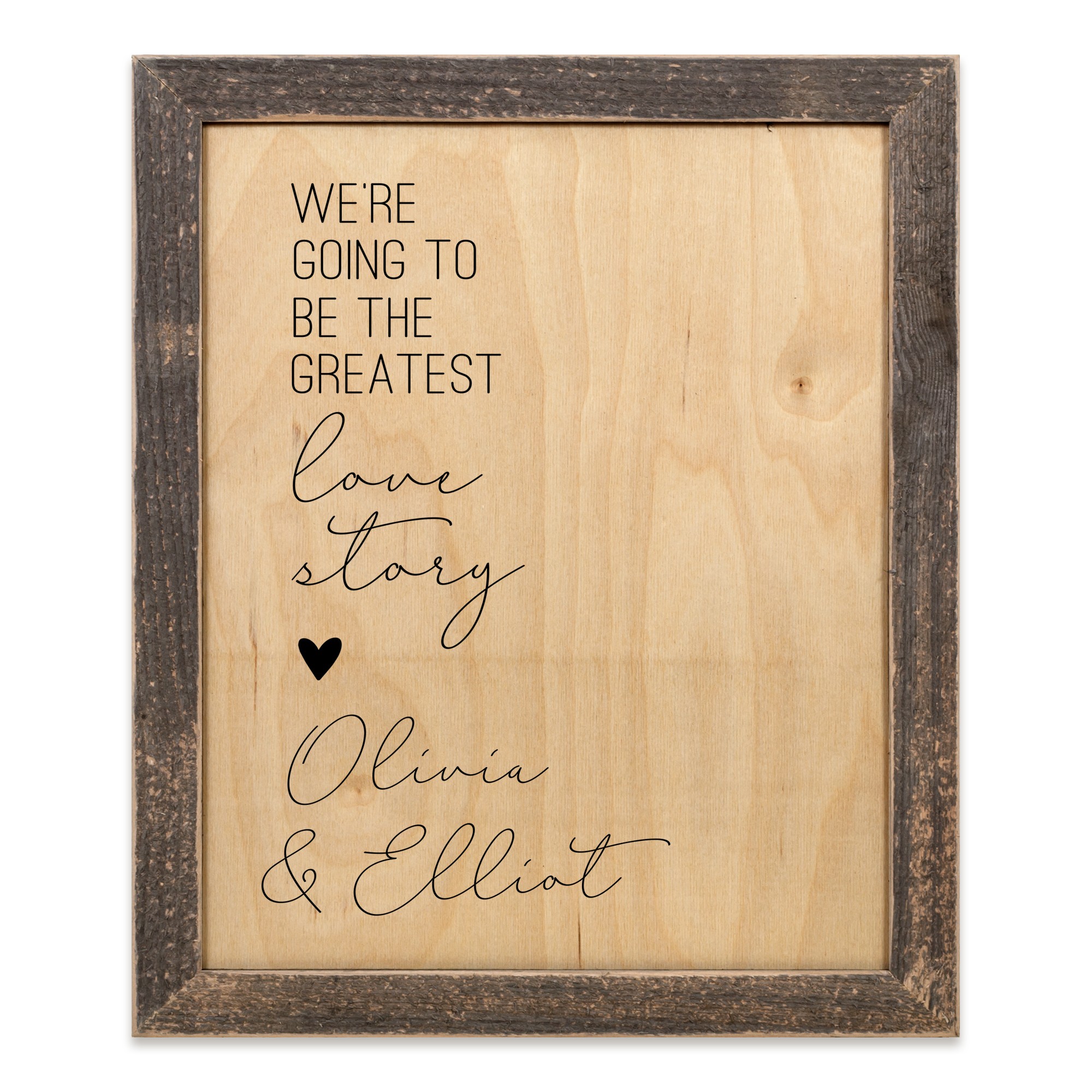 Greatest Love Story 14x11 Personalized Framed Wood Print