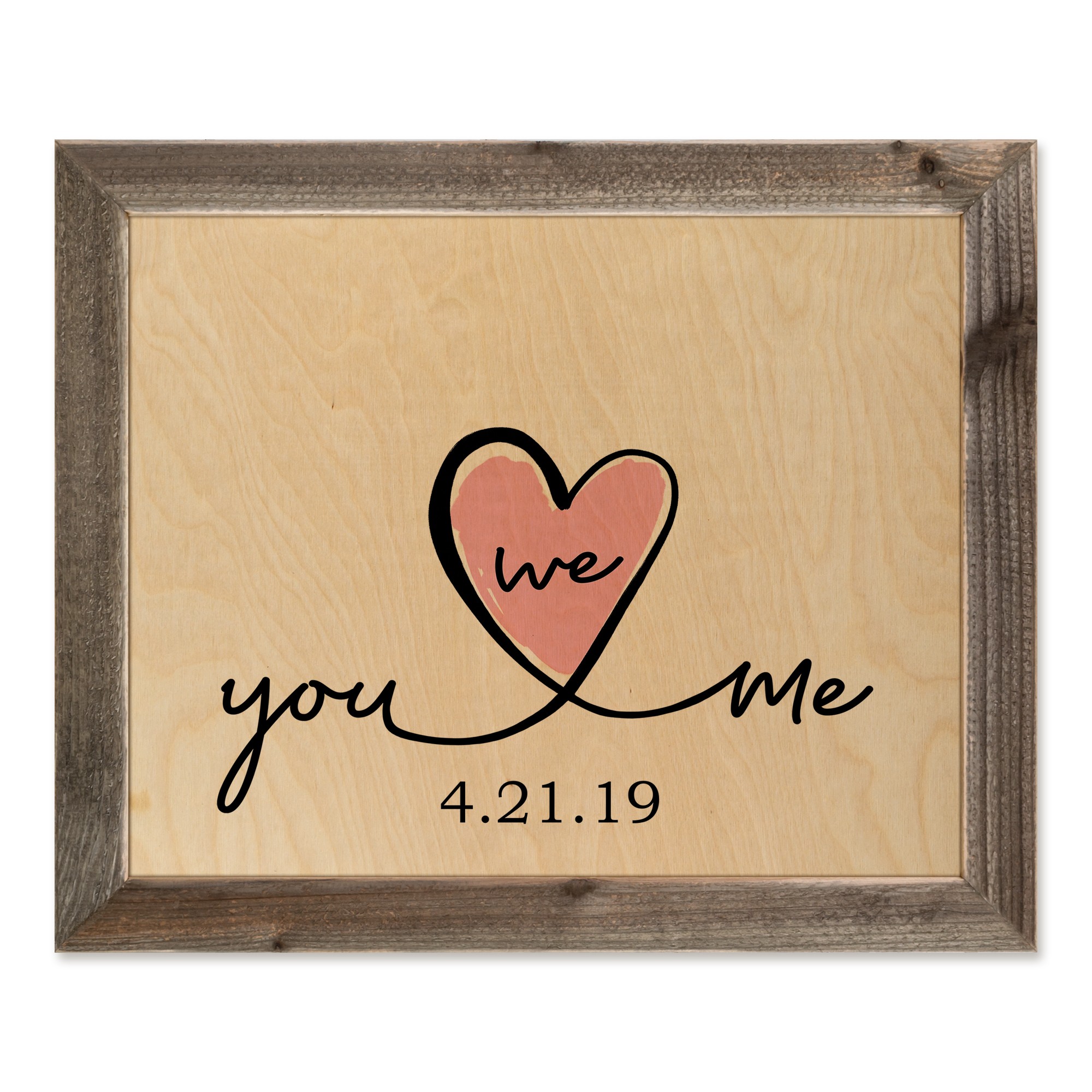 You Me We 20x16 Personalized Framed Wood Print