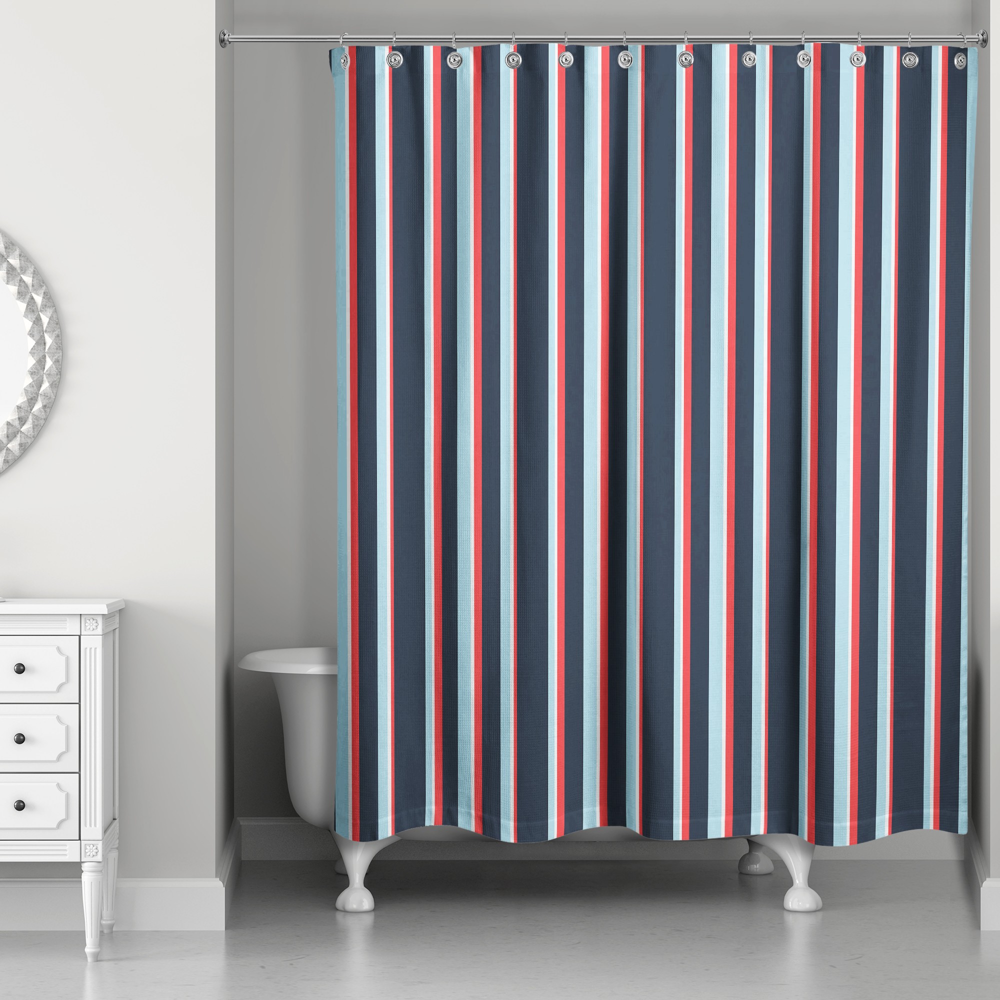 Nautical Stripes 71x74 Shower Curtain