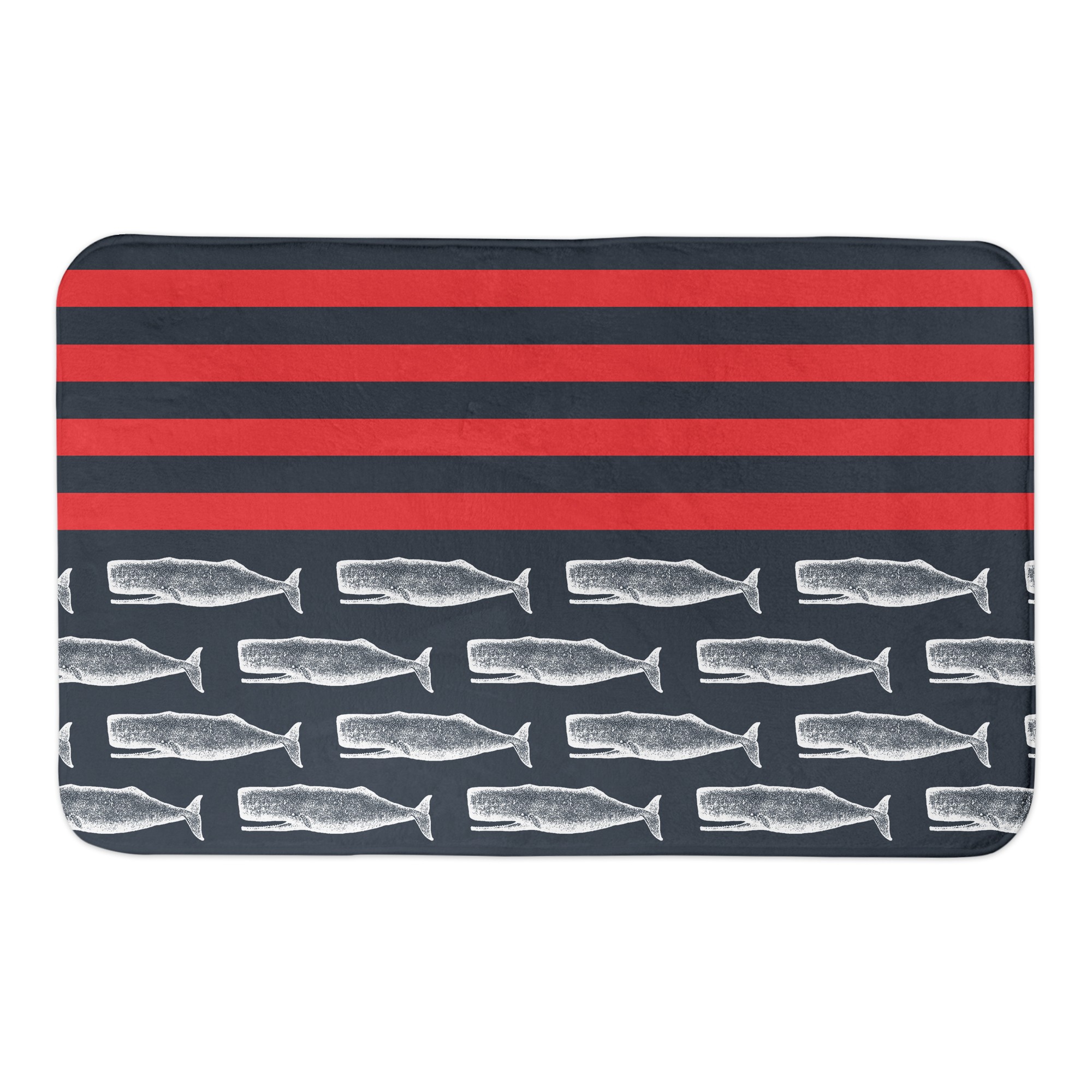 Whales and Stripes 34x21 Bath Mat
