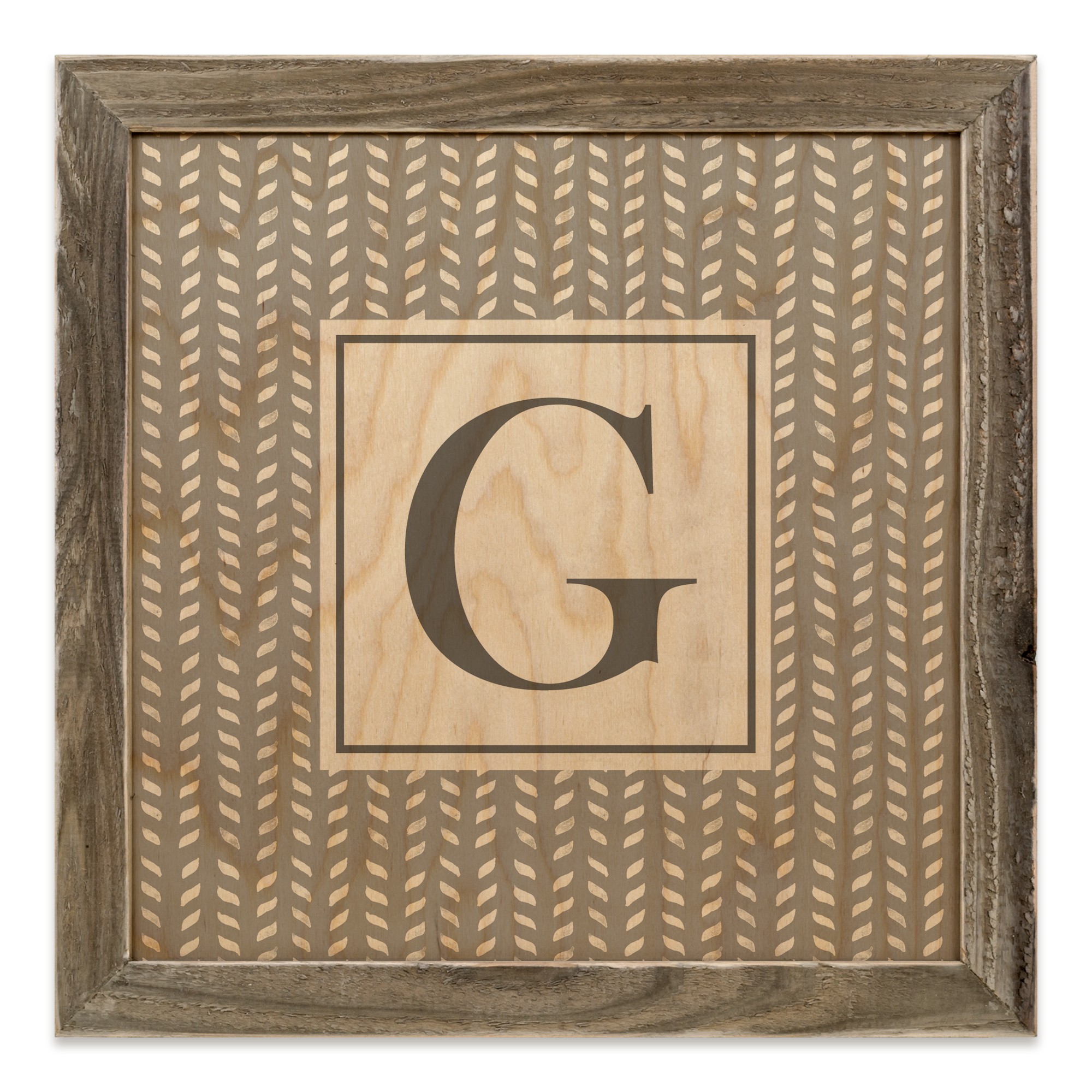 Gray Petal Pattern Monogram - G 12x12 Framed Wood Print
