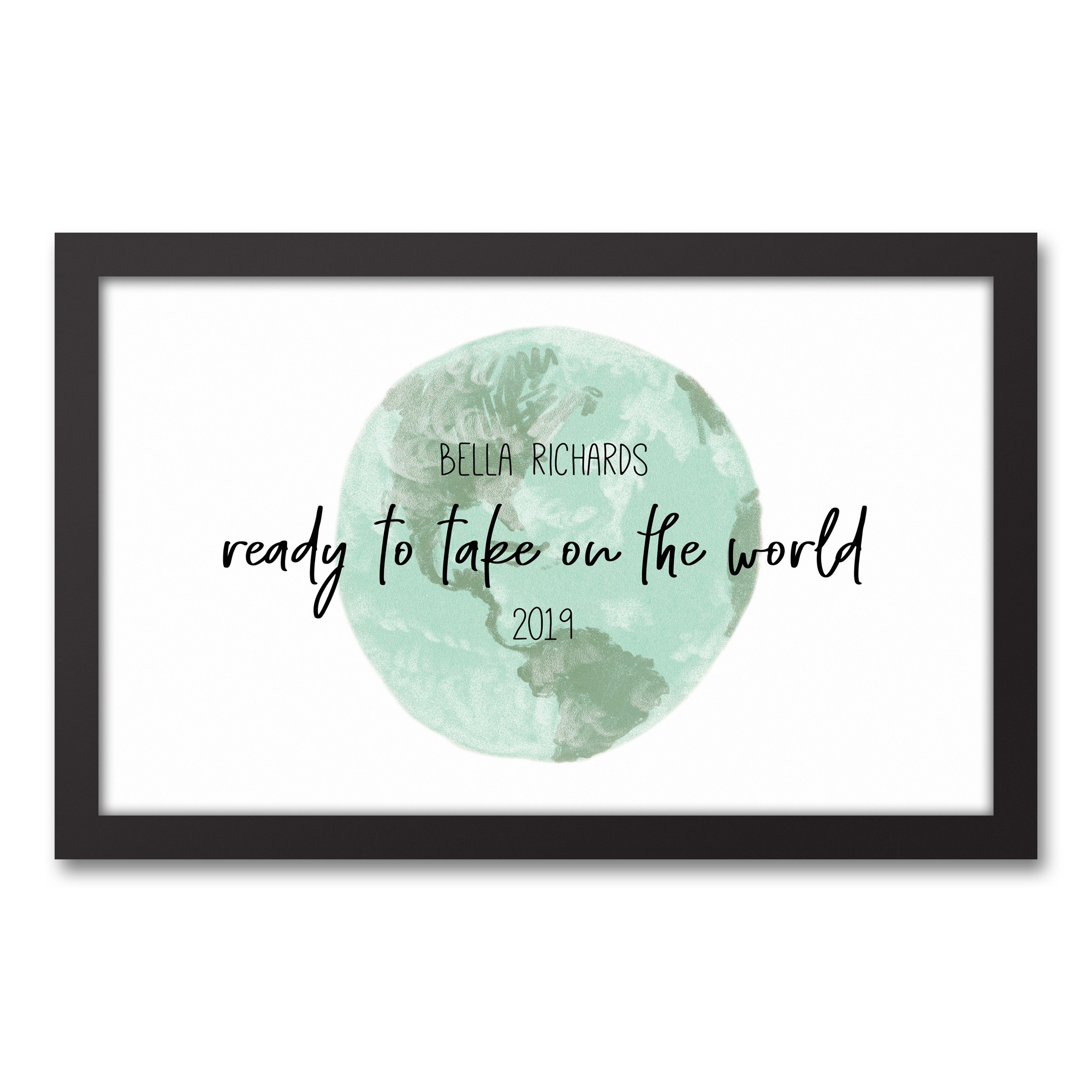 Ready to Take on the World 12x18 Personalized Black Framed Canvas