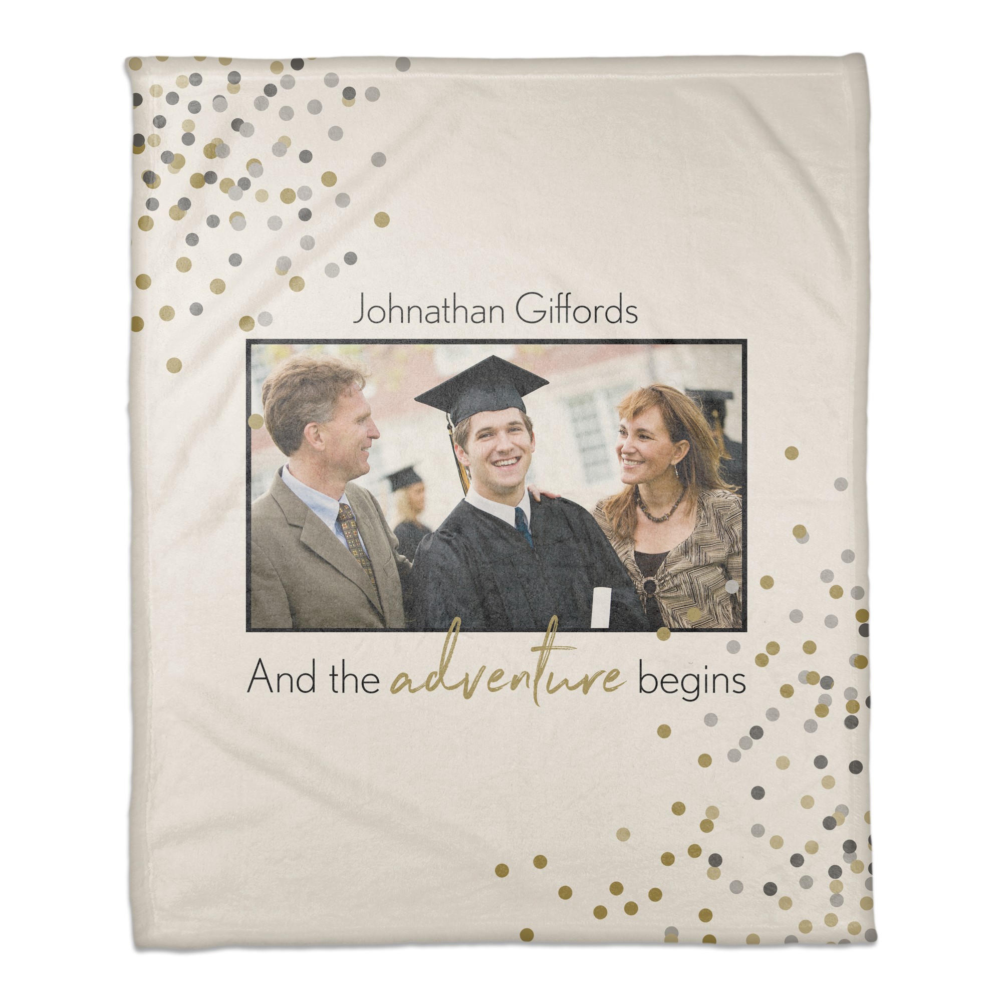 Adventure Begins Confetti 50x60 Personalized Coral Fleece Blanket