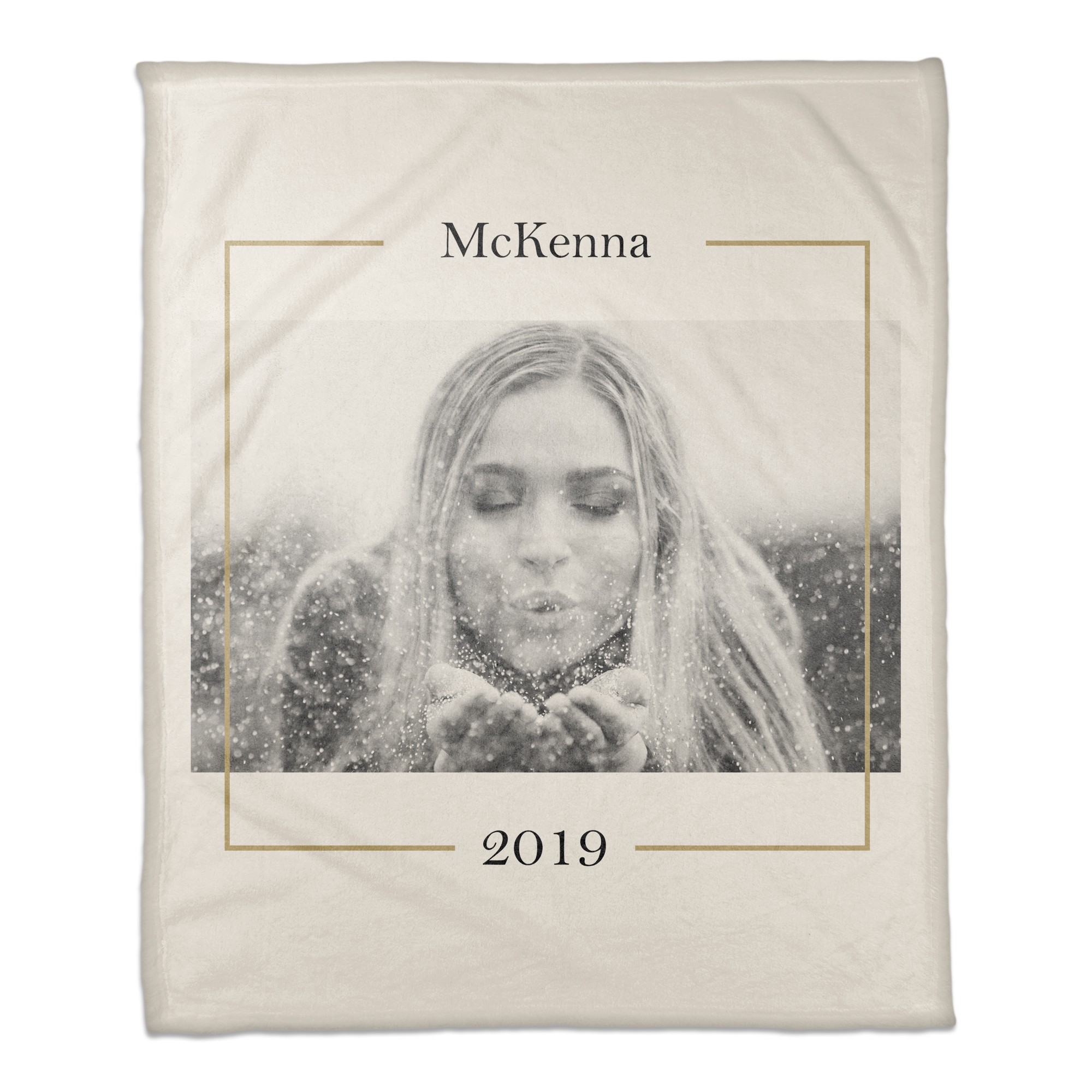 Gold Border 50x60 Personalized Coral Fleece Blanket