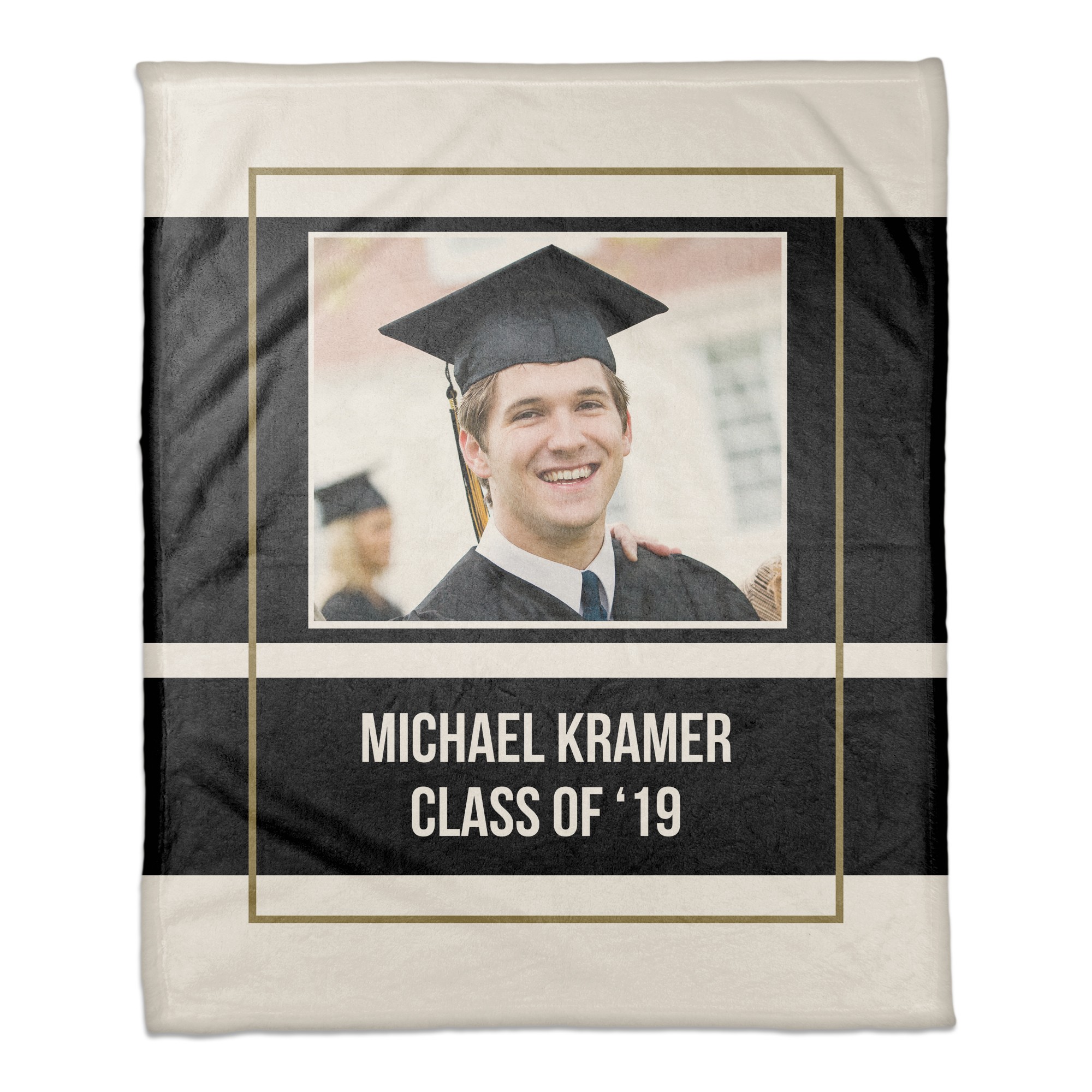 Simple Black Bands 50x60 Personalized Coral Fleece Blanket