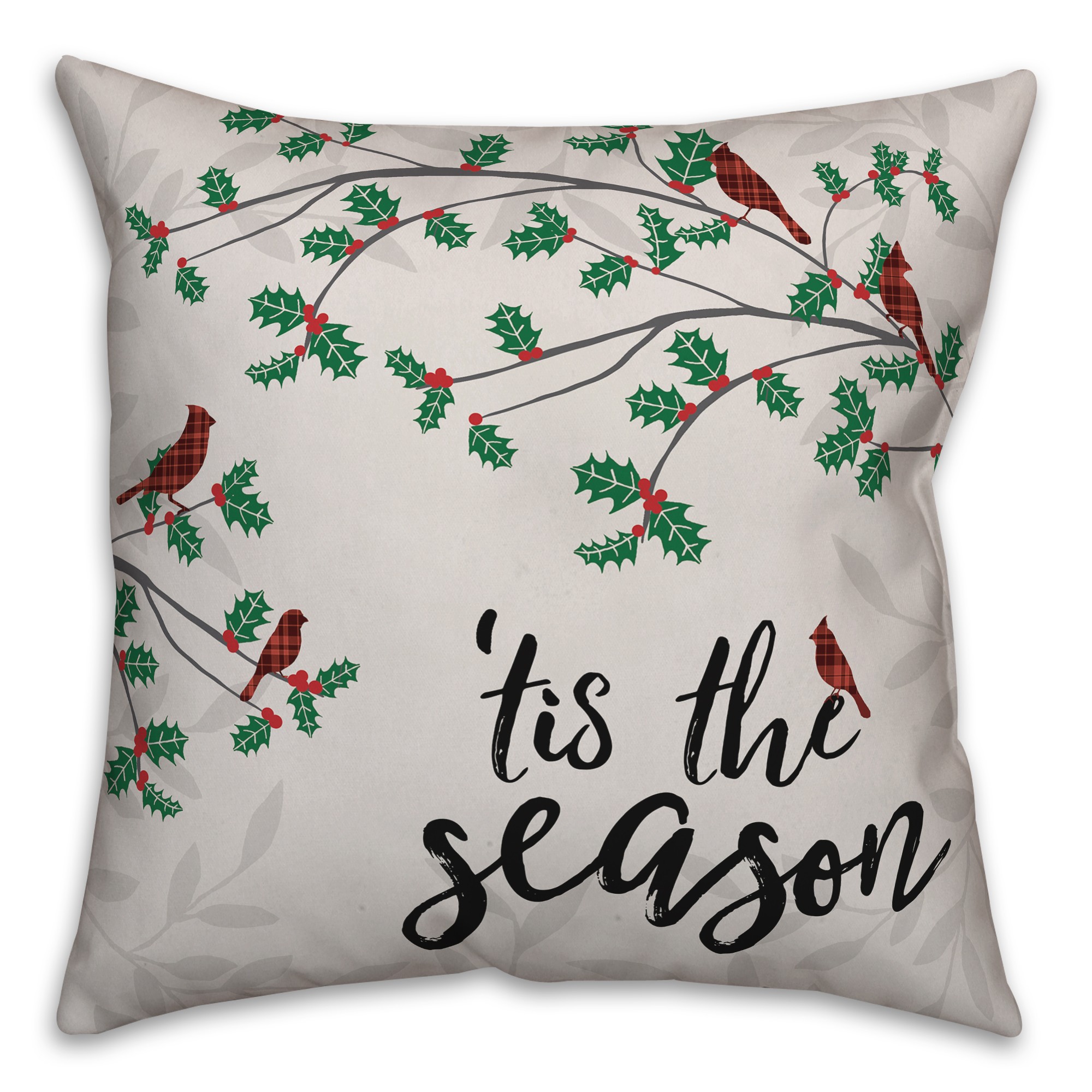 Tis The Season Cardinals 18x18 Spun Poly Pillow