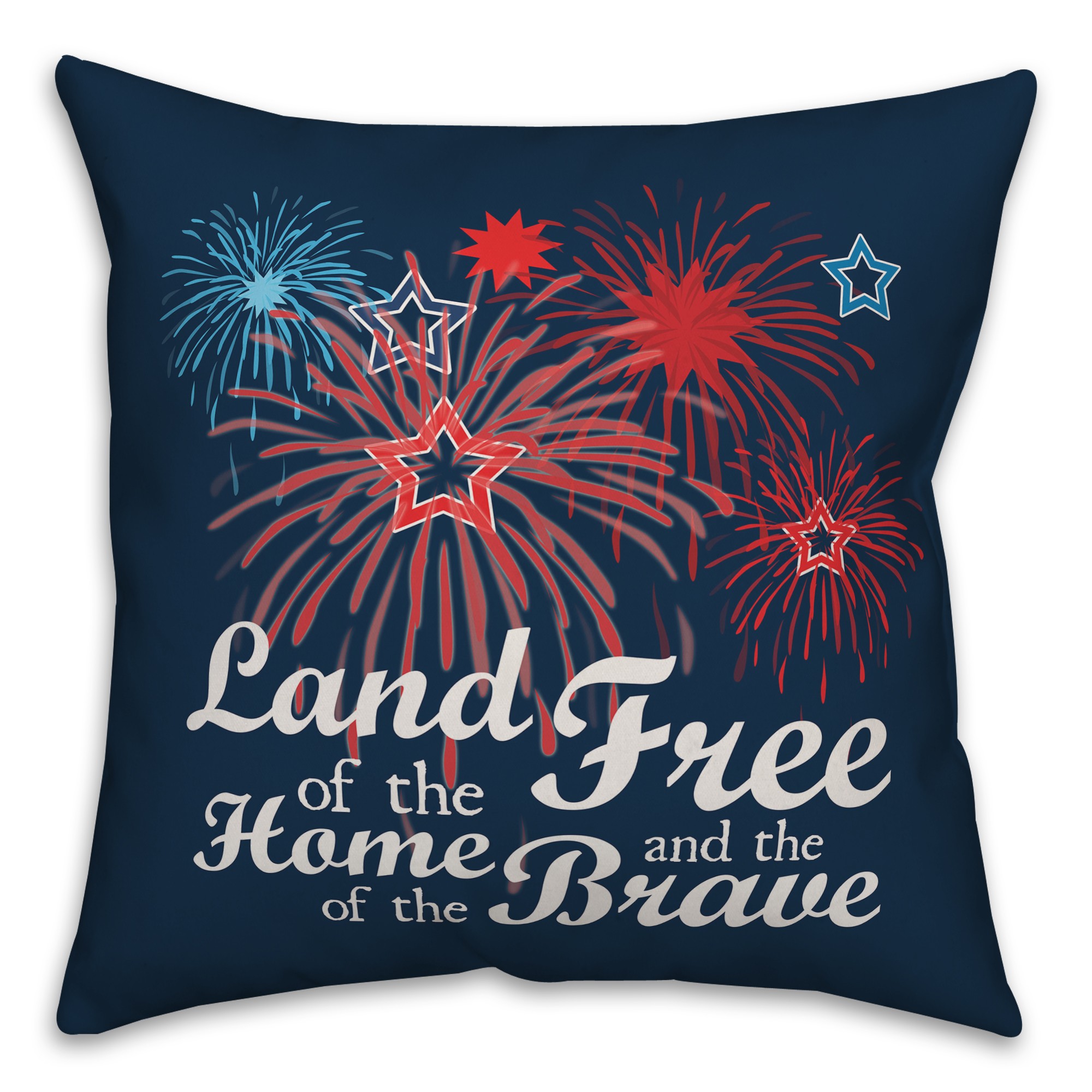 Land of the Free Home of the Brave Fireworks 18x18 Spun Poly Pillow