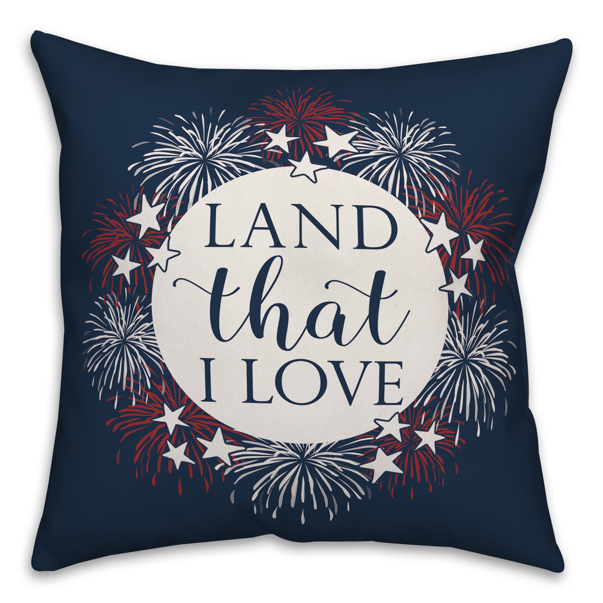 Land that I love Fireworks 18x18 Spun Poly Pillow
