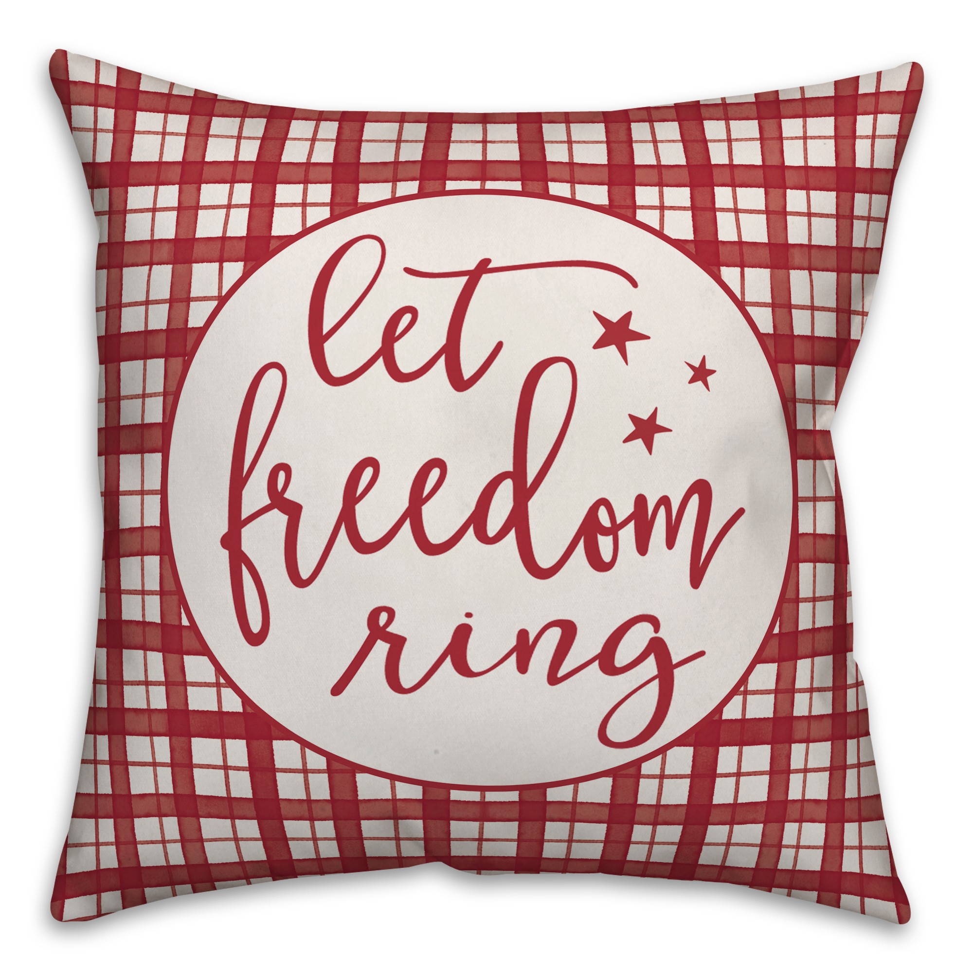 Let Freedom Ring Plaid 18x18 Spun Poly Pillow