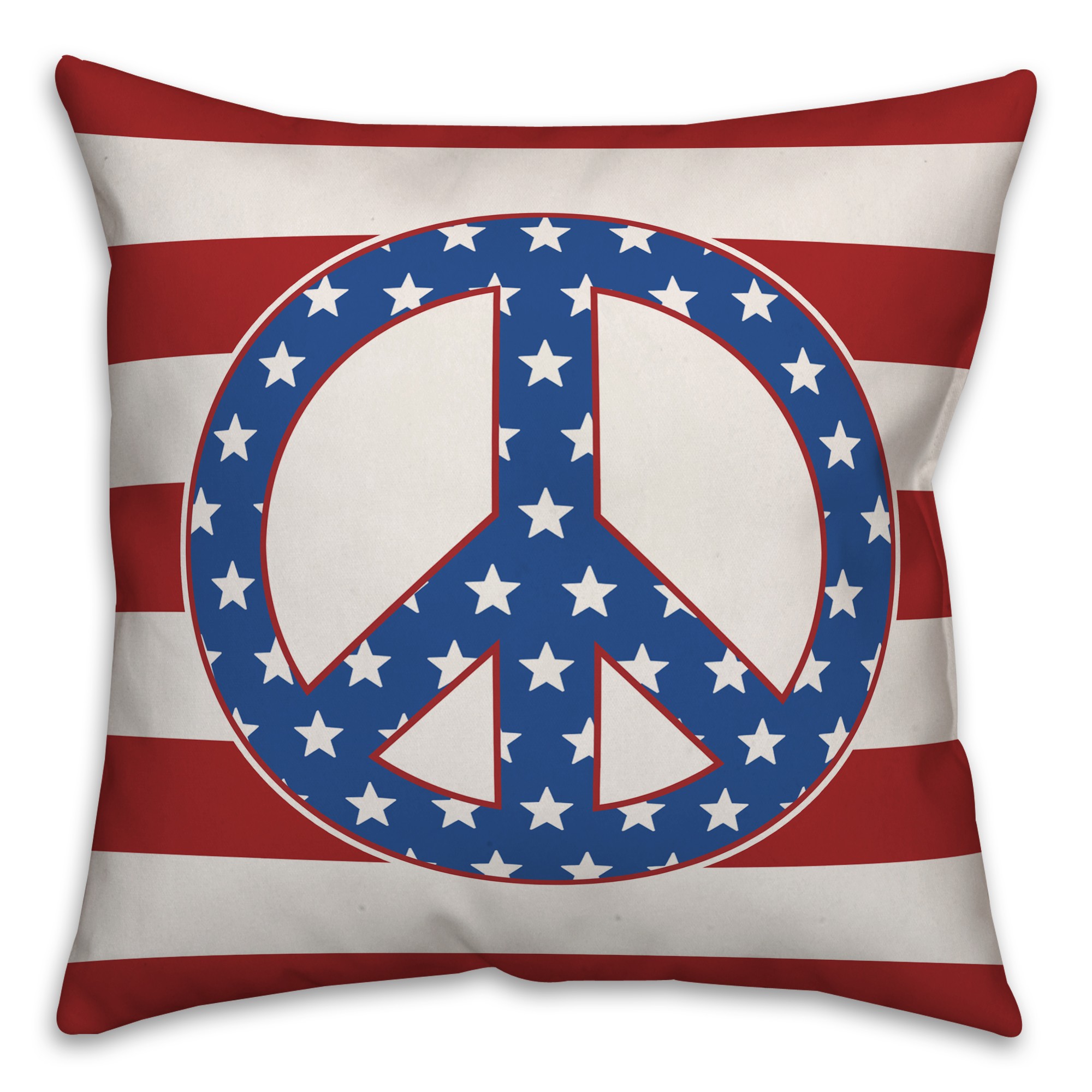 Peace Sign Stars and Stripes 18x18 Spun Poly Pillow