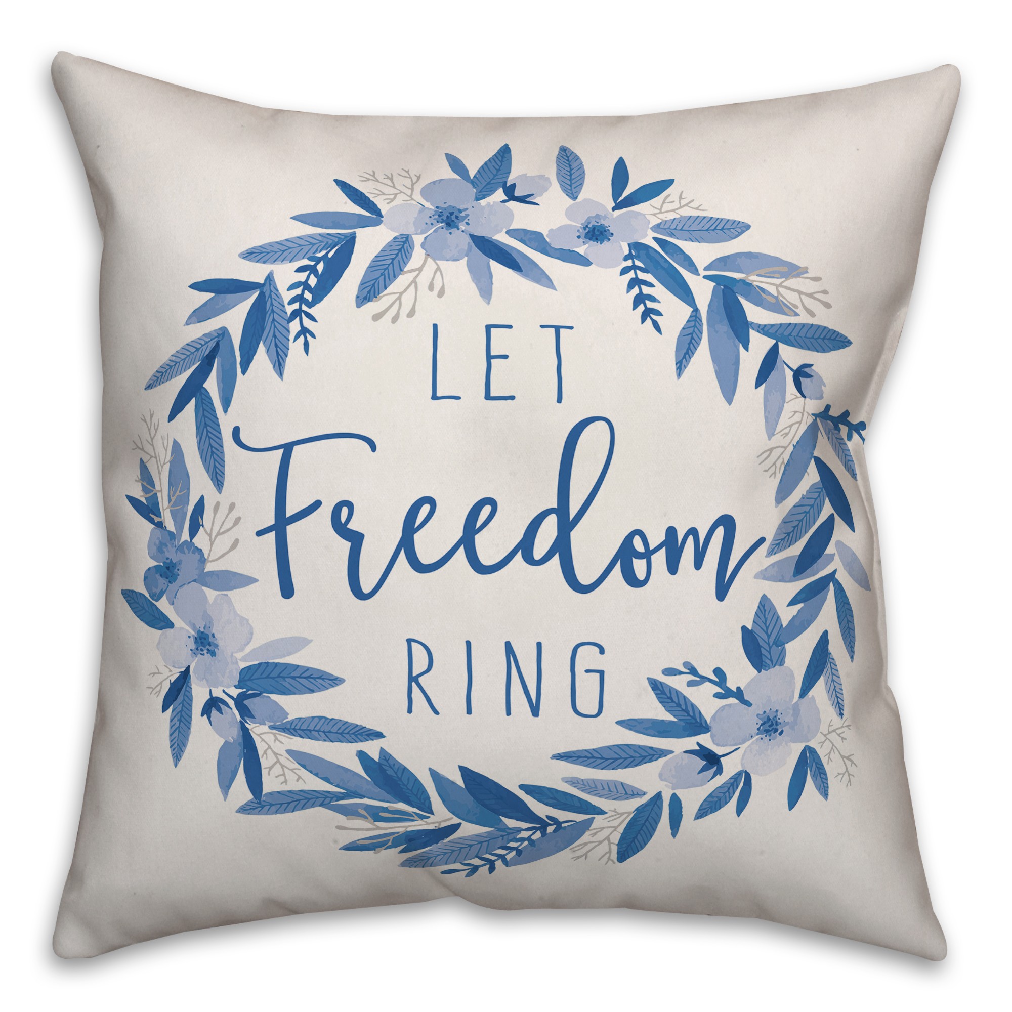 Let Freedom Ring Wreath 18x18 Spun Poly Pillow