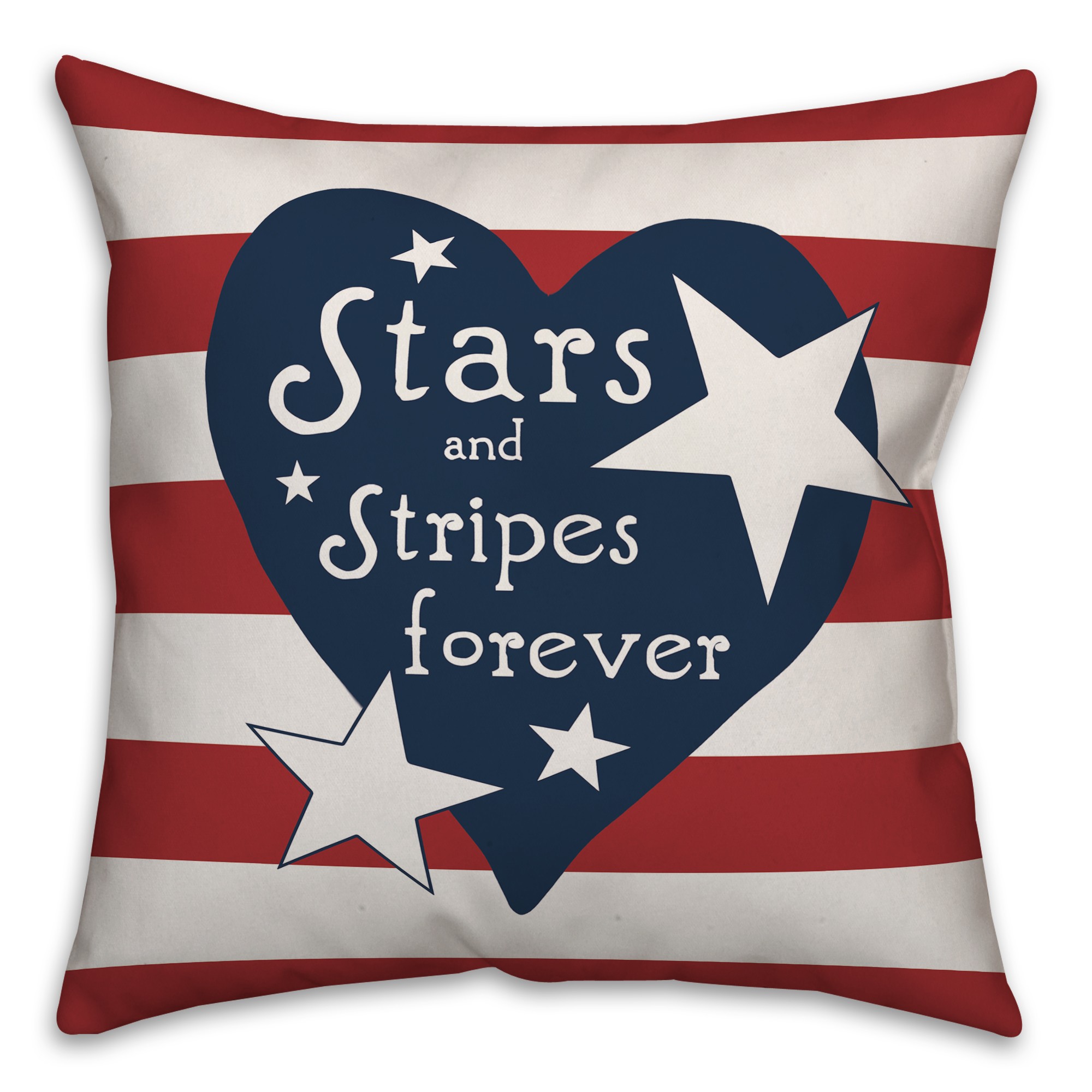 Stars and Stripes Forever Heart 18x18 Spun Poly Pillow