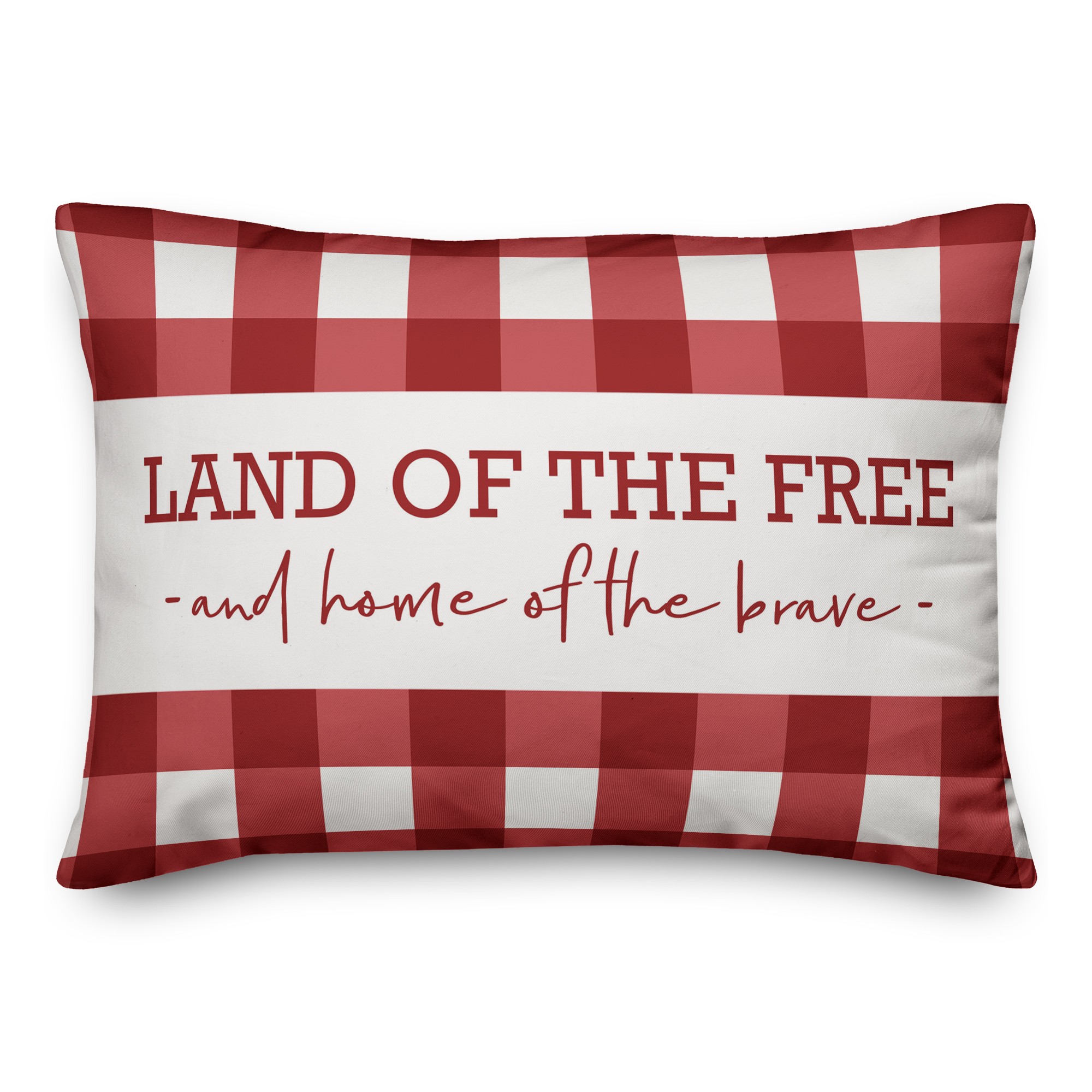 Land of the Free and Home of the Brave Buffalo Check 14x20 Spun Poly Pillow Cover