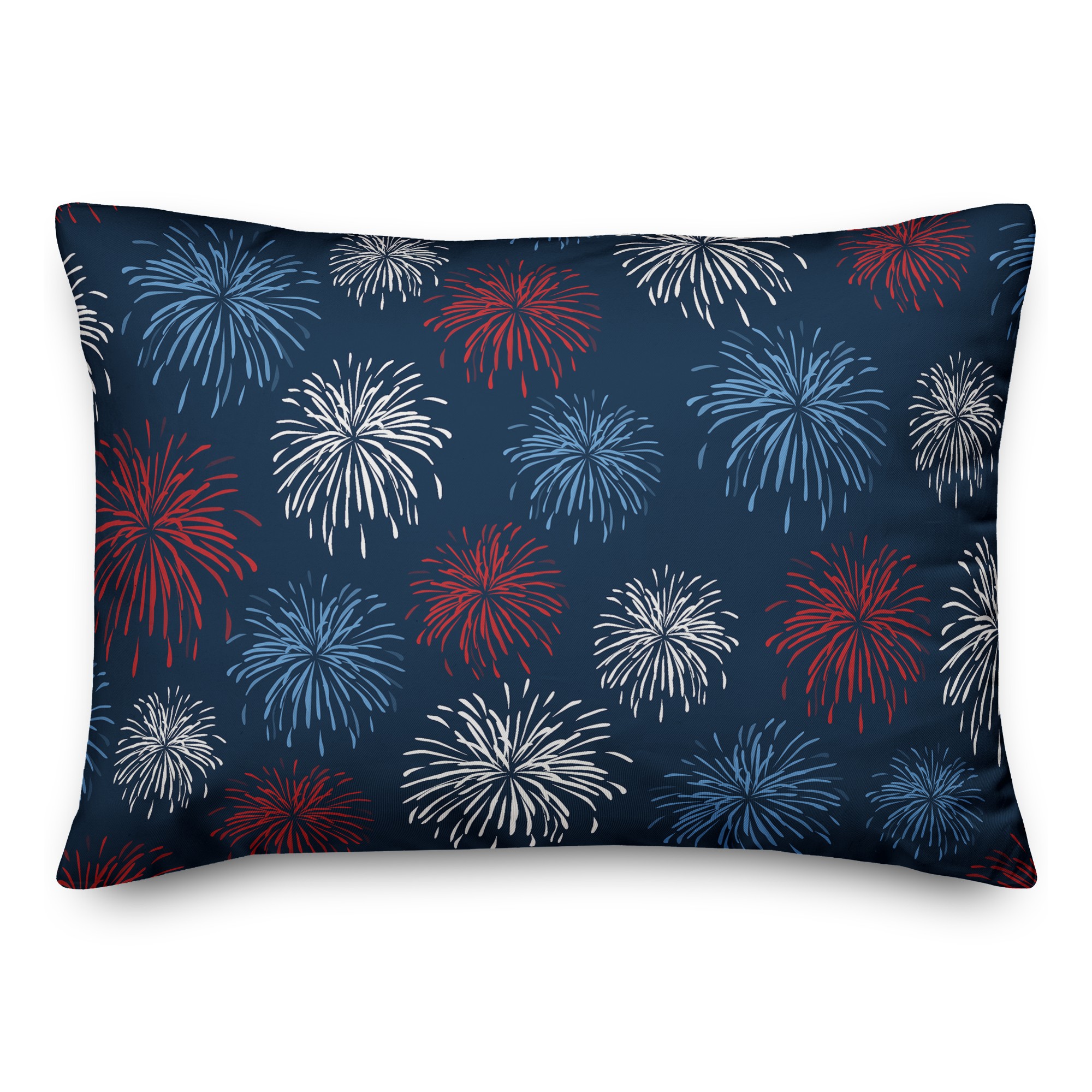 Fireworks Pattern on Blue 14x20 Spun Poly Pillow