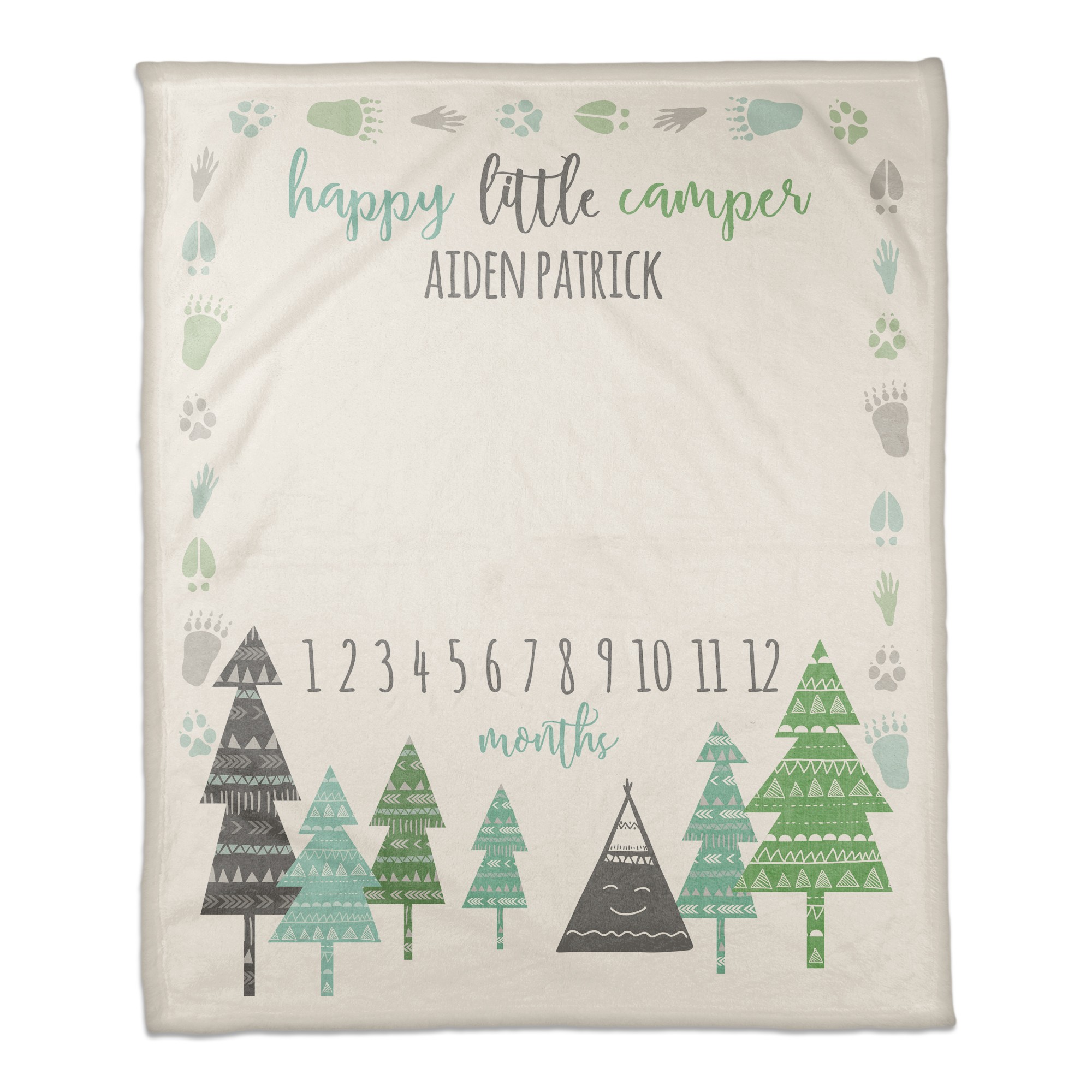 Happy Little Camper 50x60 Personalized Coral Fleece Blanket