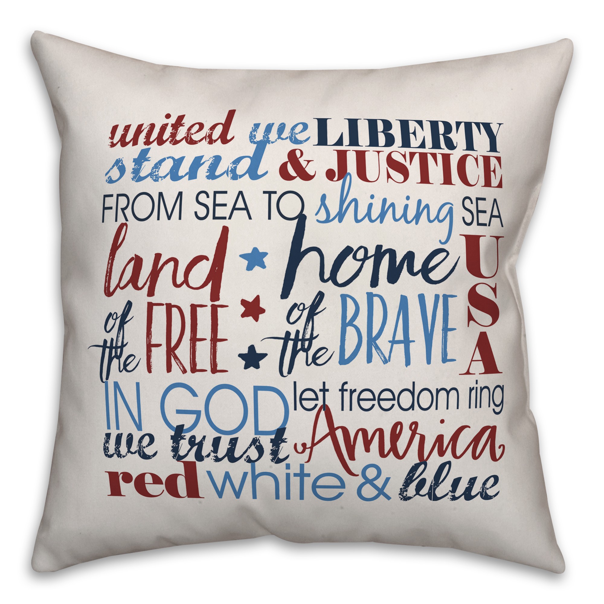 Patriotic Words 18x18 Spun Poly Pillow