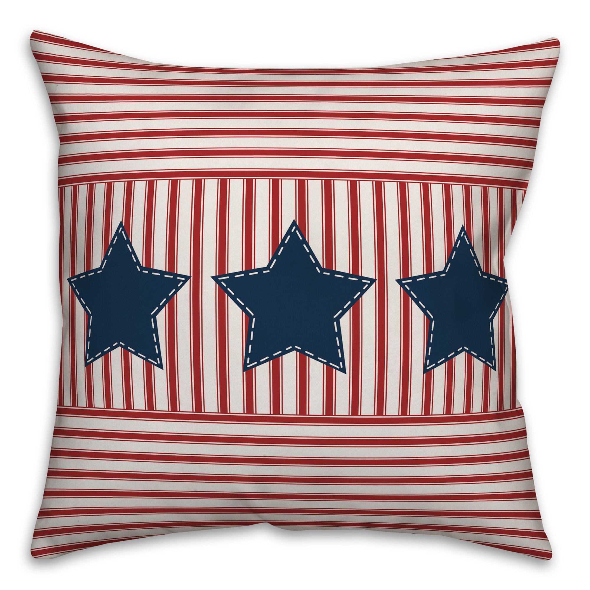 Stars and Ticking Stripes 18x18 Spun Poly Pillow