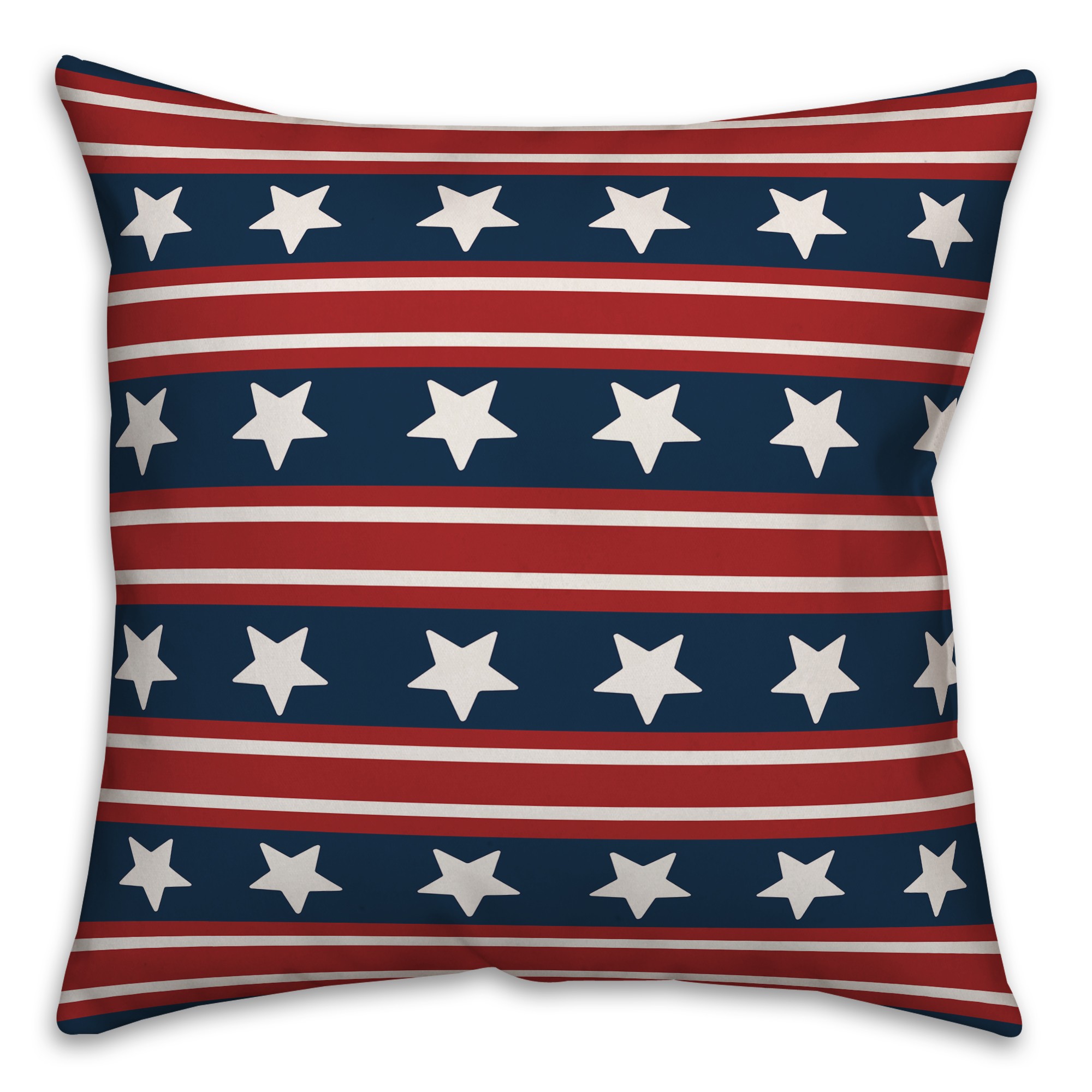 Patriotic Stars and Stripes 18x18 Spun Poly Pillow