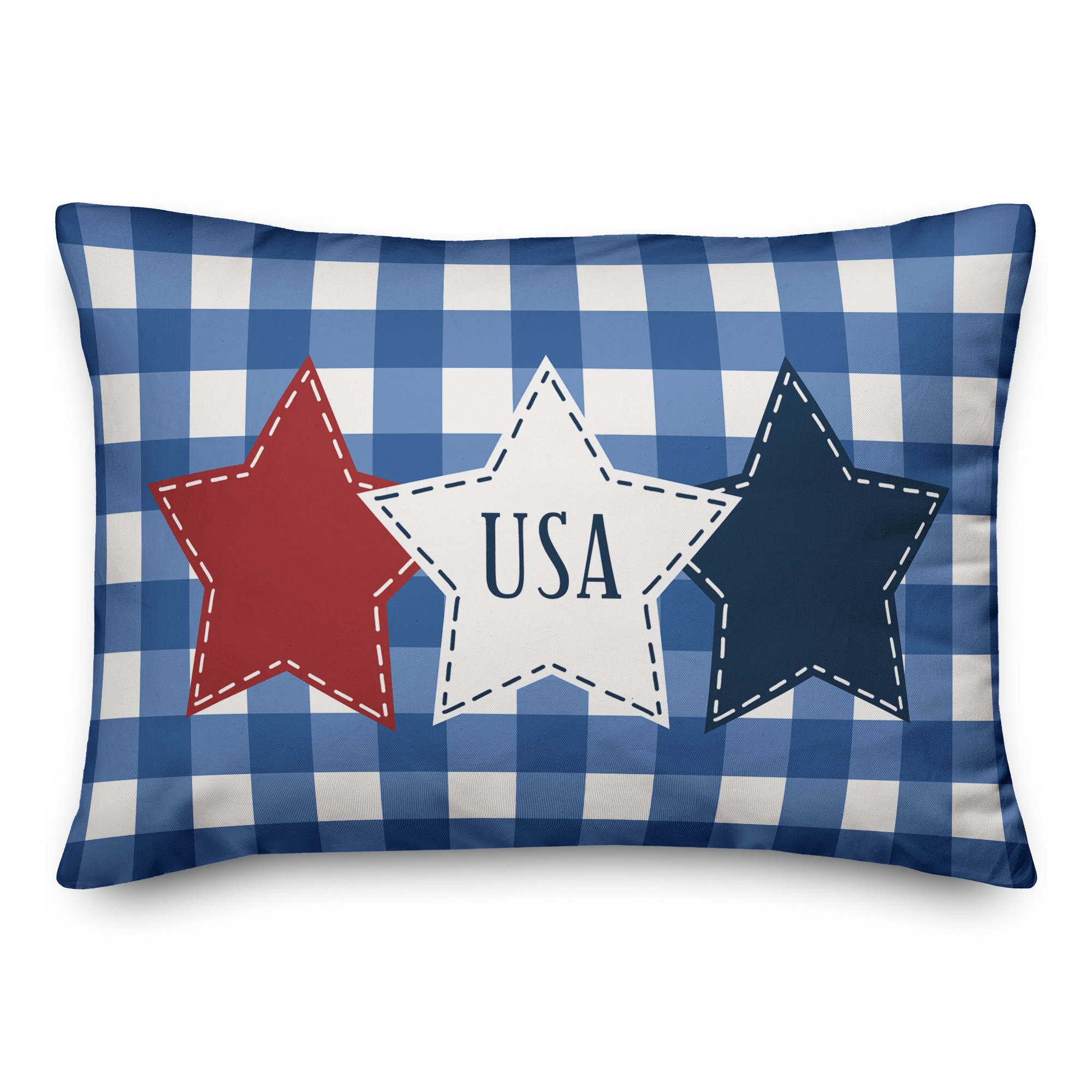 Buffalo Check Patchwork Stars 14x20 Spun Poly Pillow