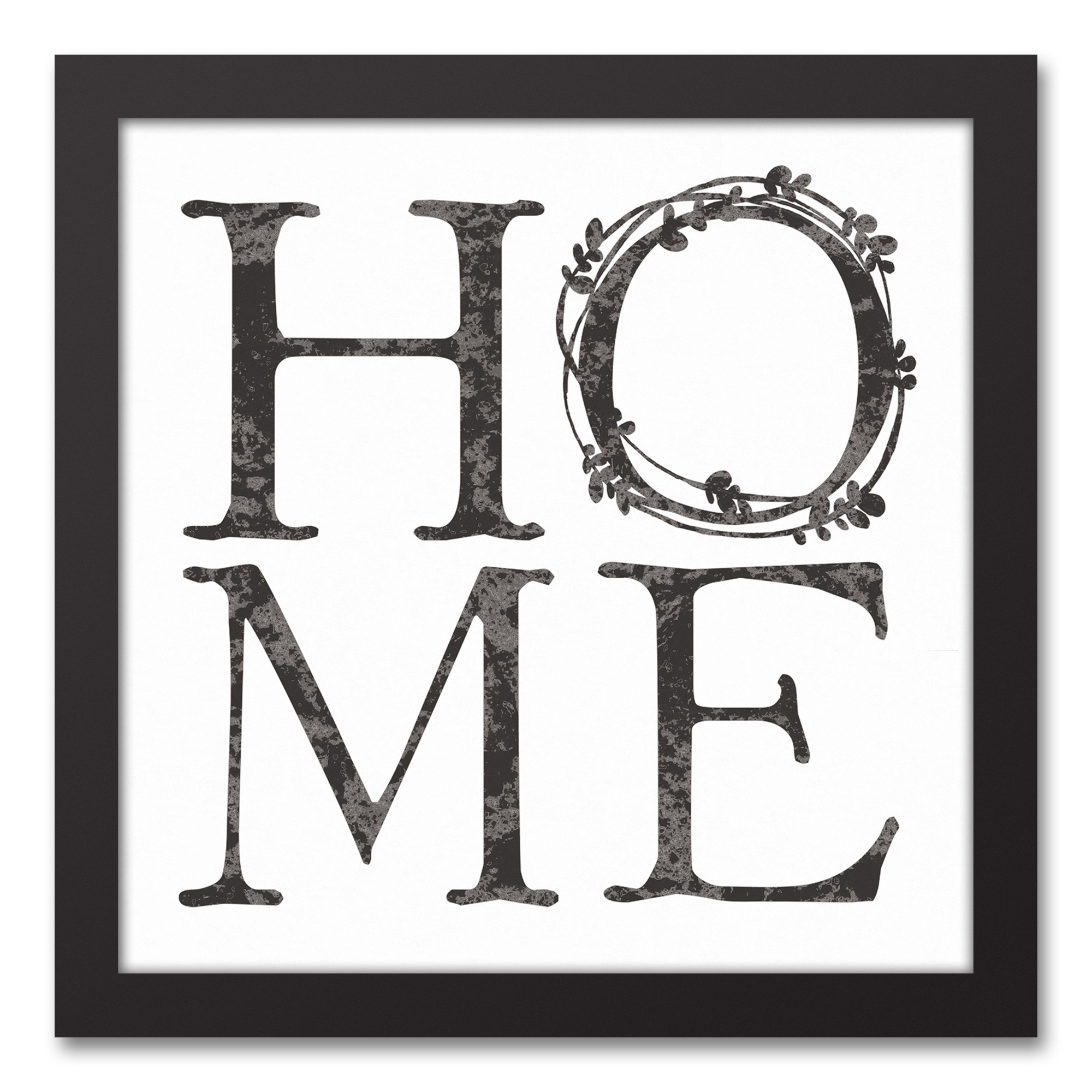Home Wreath 12x12 Black Framed Canvas