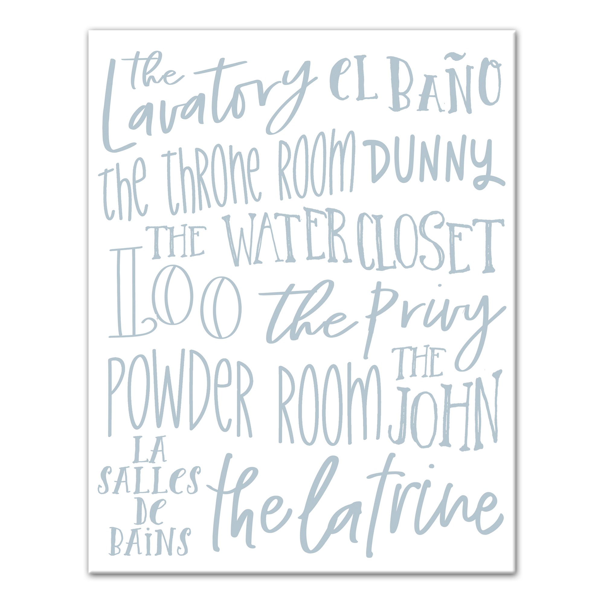 Bathroom Names 11x14 Canvas Wall Art