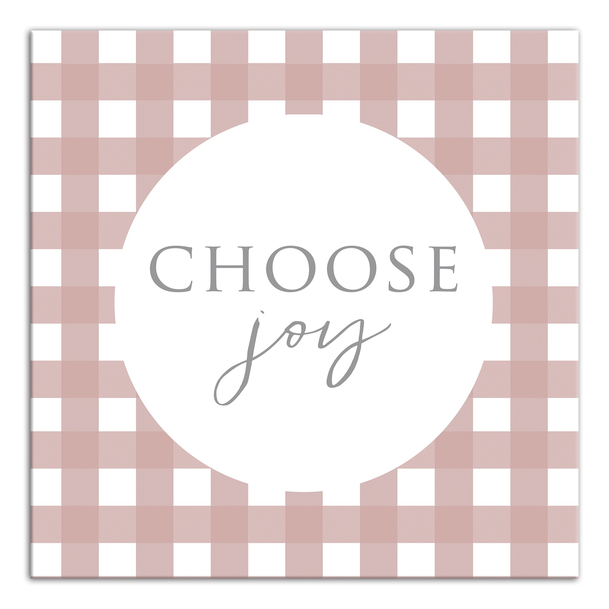 Choose Joy Gray Buffalo Check 12x12 Canvas Wall Art