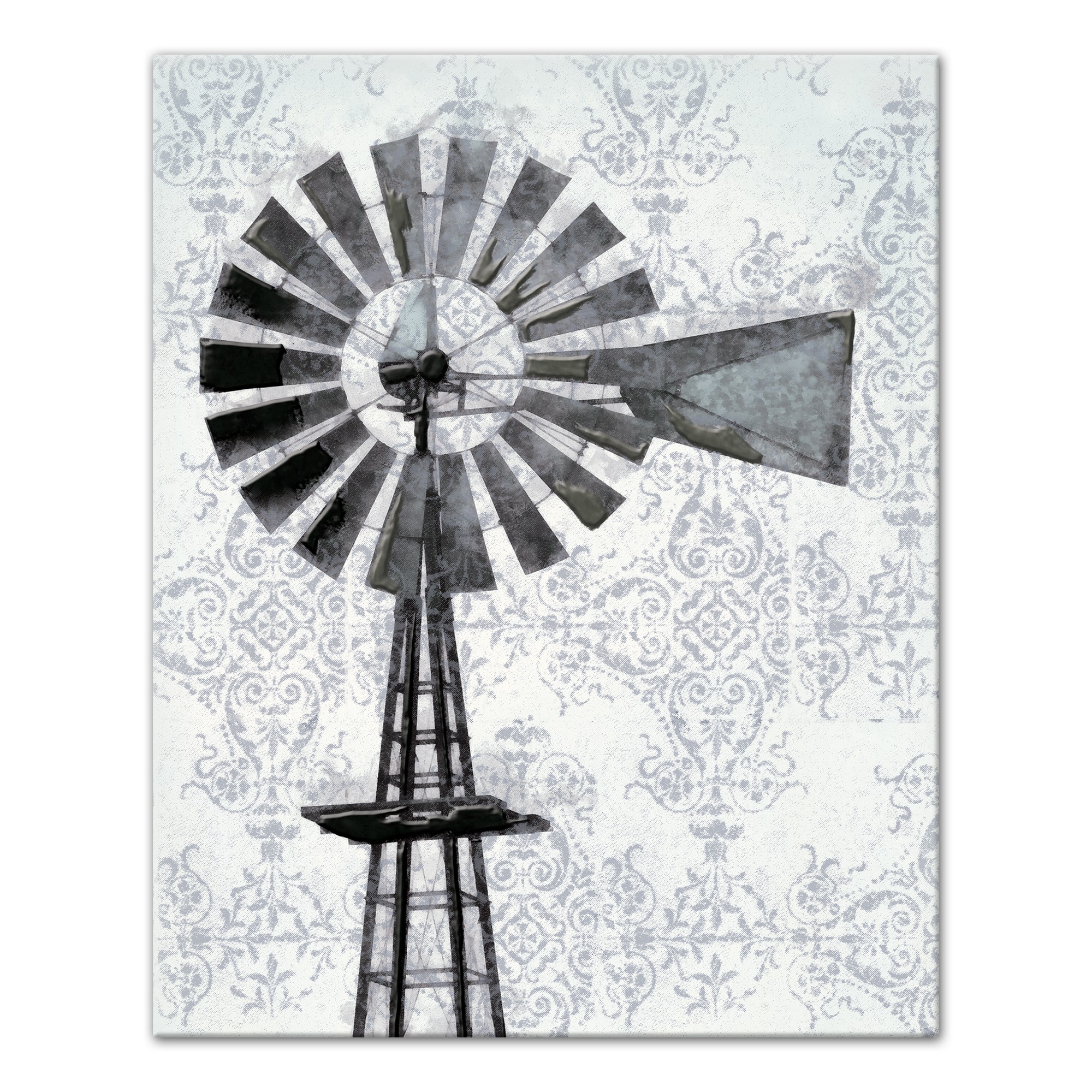 Distressed Windmill Canvas Wall Art