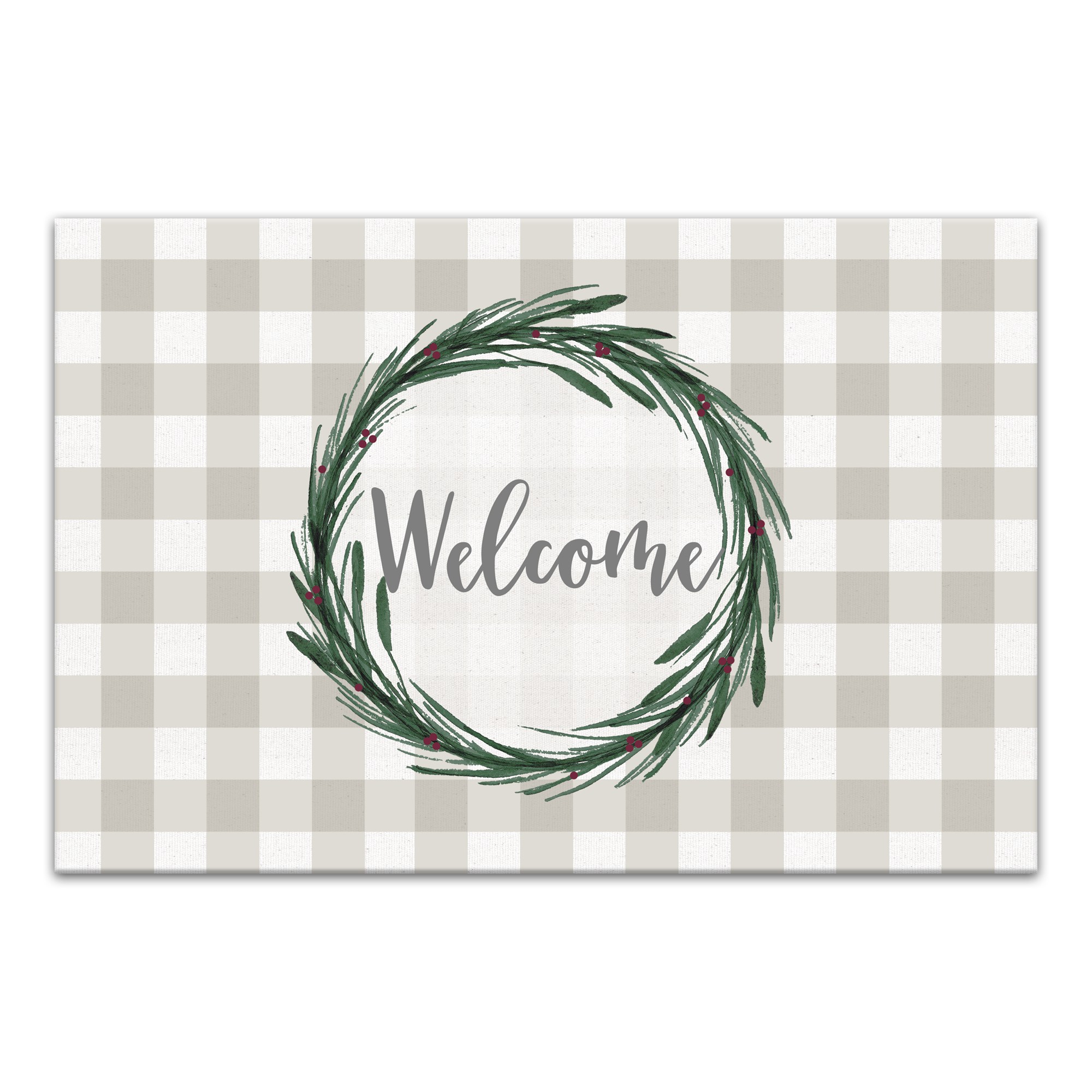 Welcome Plaid Canvas Wall Art