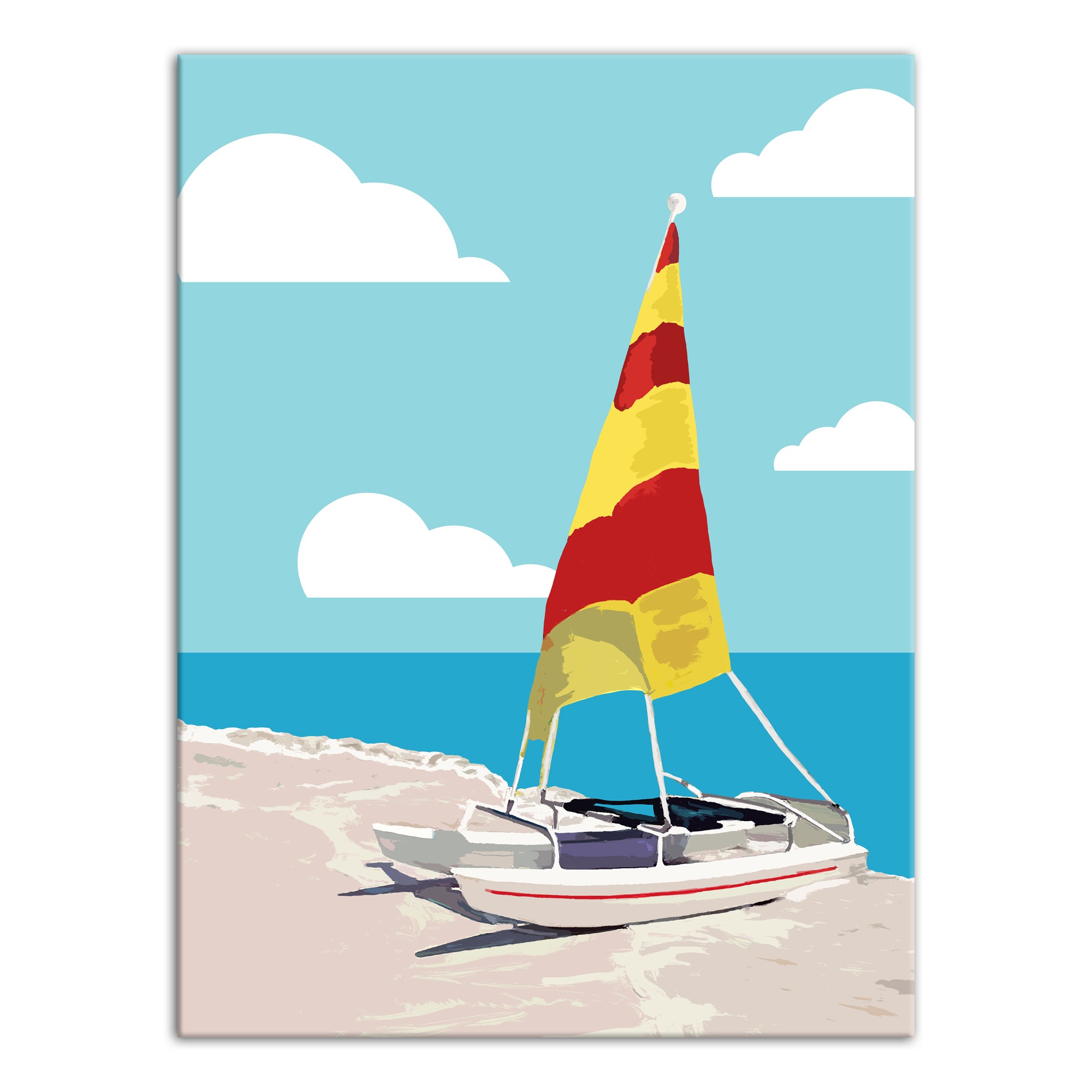 Sailboat on Shore 30x40 Canvas Wall Art