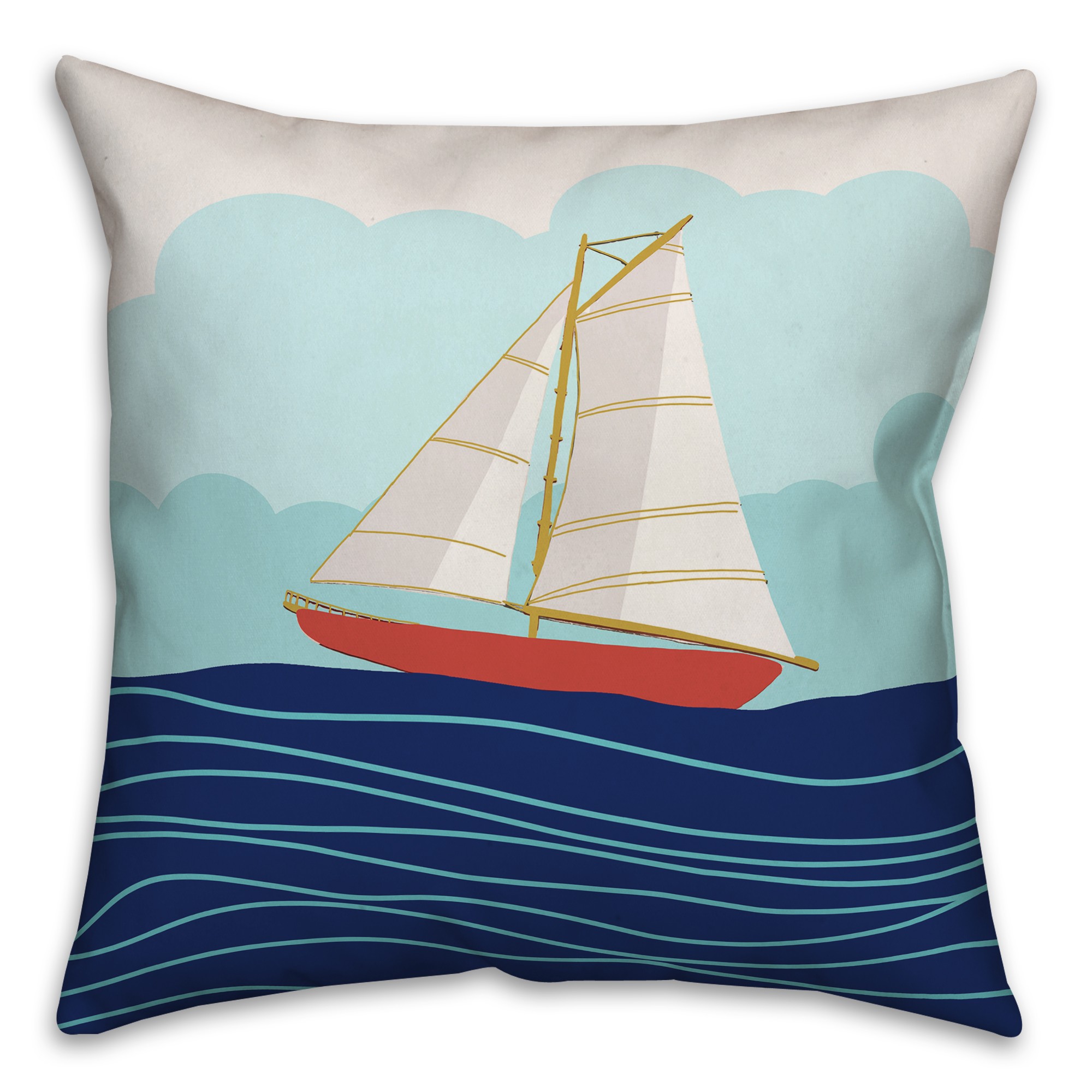 Sailboat on Waves Pillow