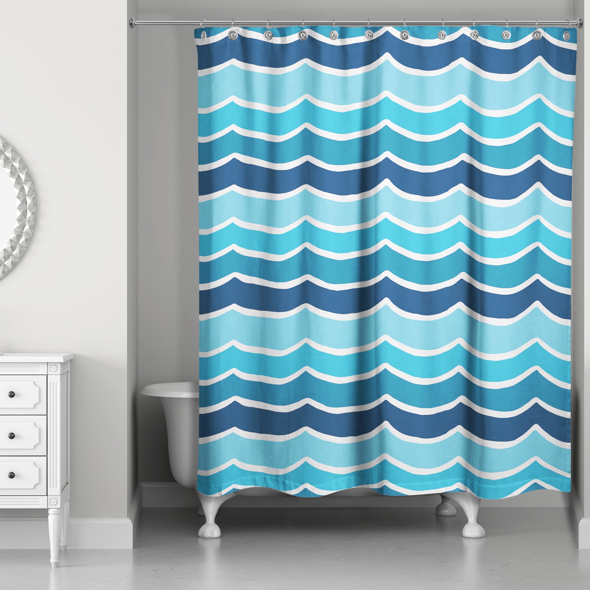 Blue Waves 71x74 Shower Curtain